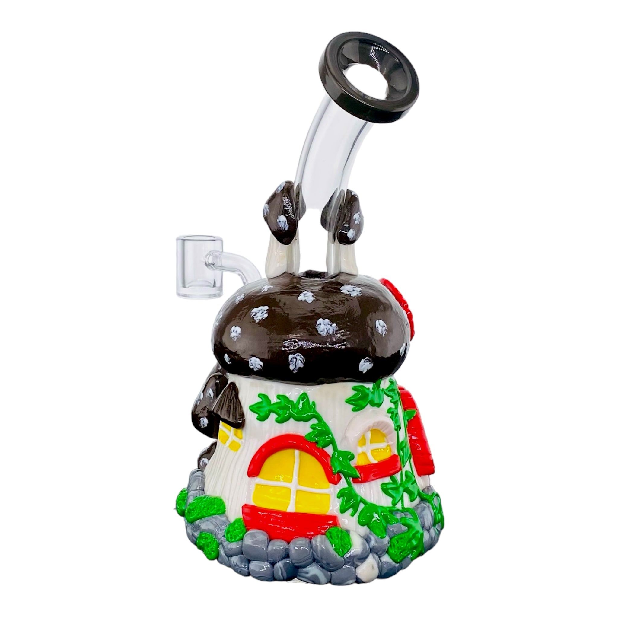 cute girly Brown And White Mushroom House Small Dab Rig for sale