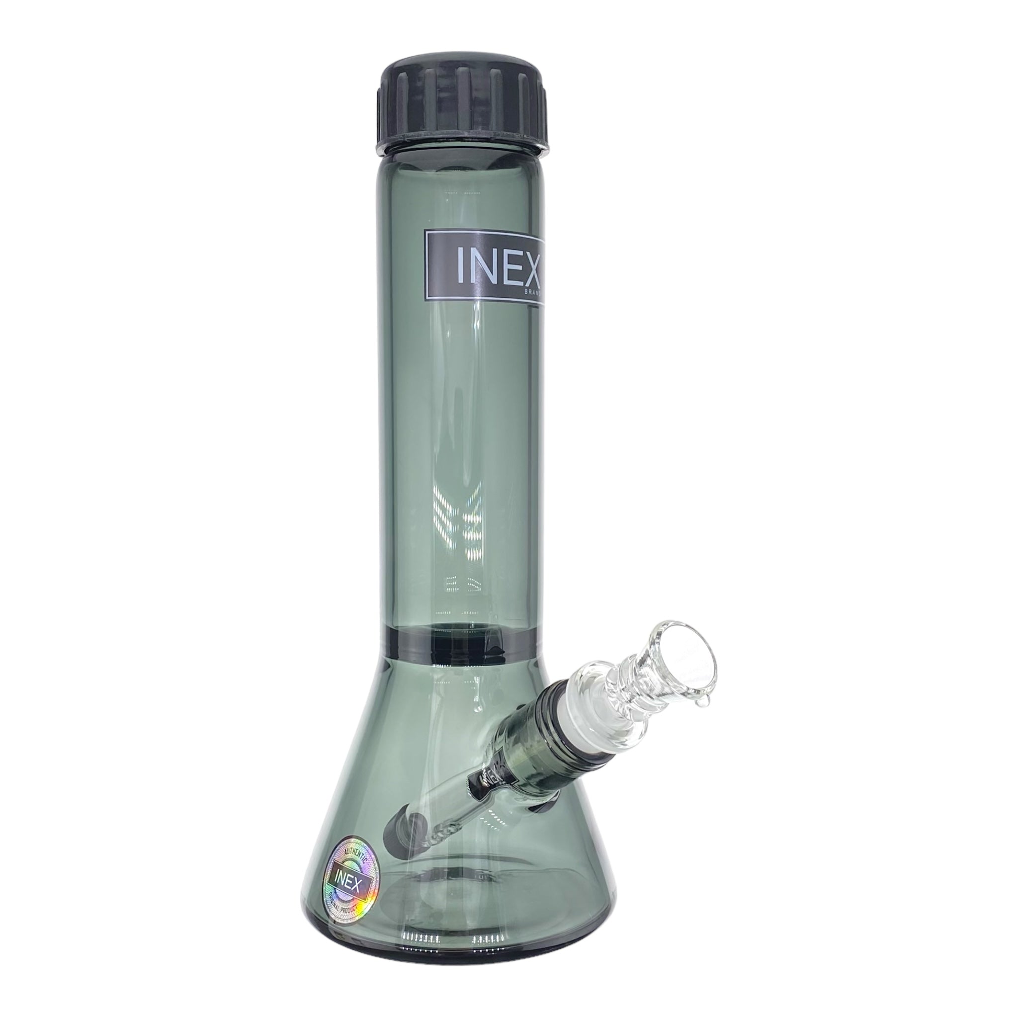 Small Travel Glass Bong Inex Glass Shadow Black Beaker Bong With Screw Caps