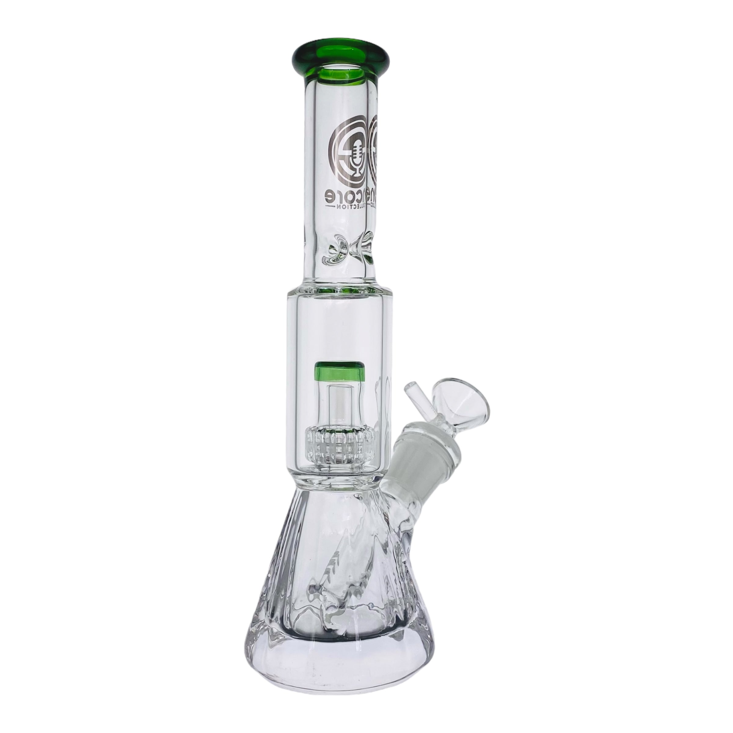Encore Glass Small Beaker Base Bong With Perc & Extra Thick Base - Green