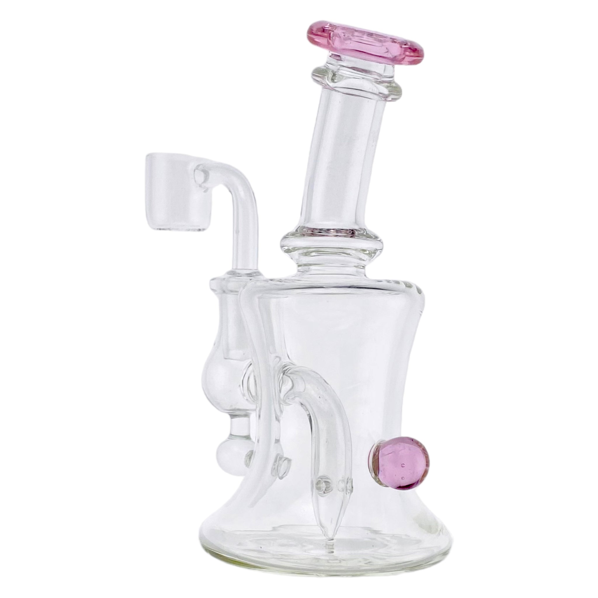 Mini Dab Rig With Pink Mouthpiece And Marble