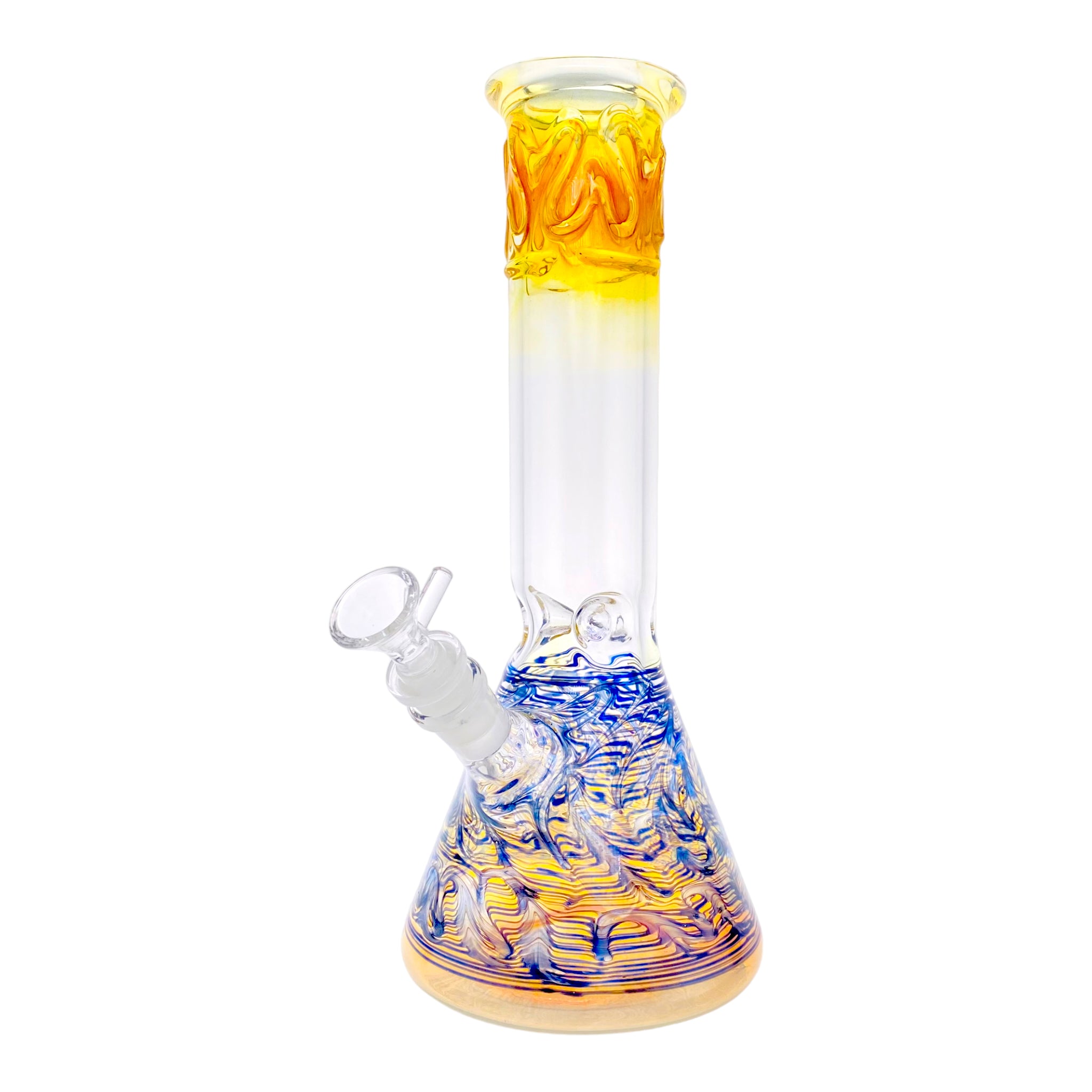 12 Inch Beaker Bong With Color Changing Fuming And Blue Wrap And Rake