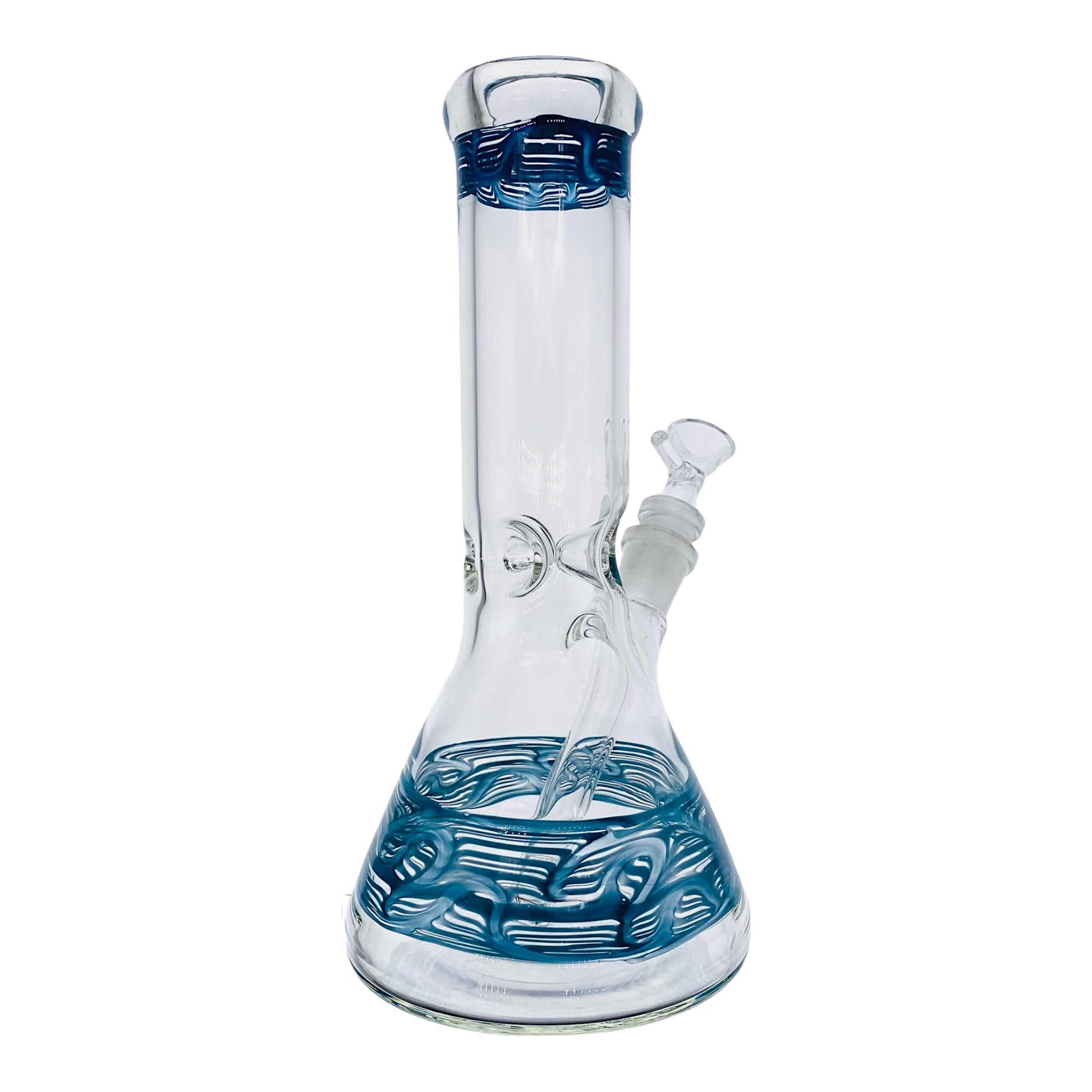 10 Inch Clear Beaker Glass Bong With Teal Wrap And Rake