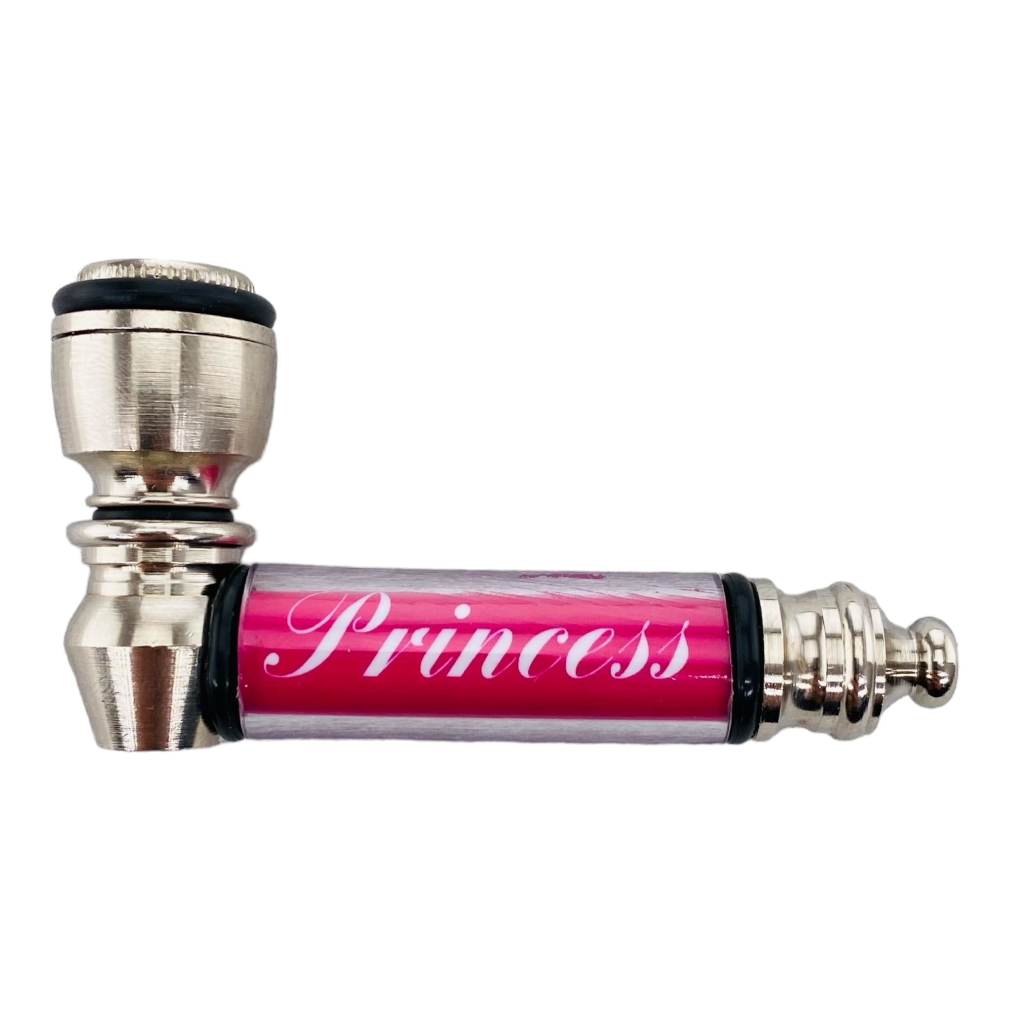 Metal Hand Pipes - Silver Chrome Hand Pipe With Princess Plastic Stem
