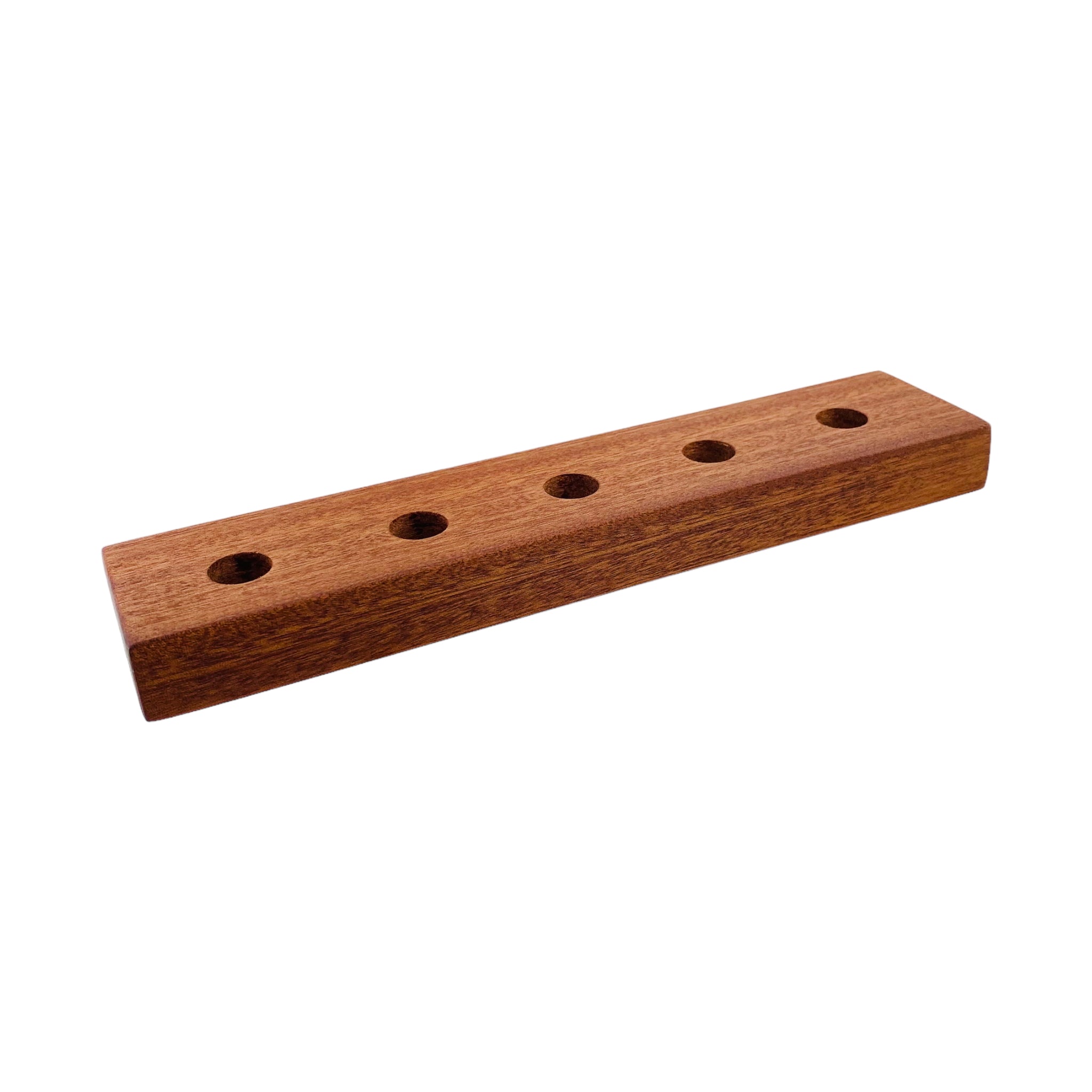 5 Hole Wood Display Stand Holder For 14mm Bong Bowl Pieces Or Quartz Bangers - Mahogany Plank