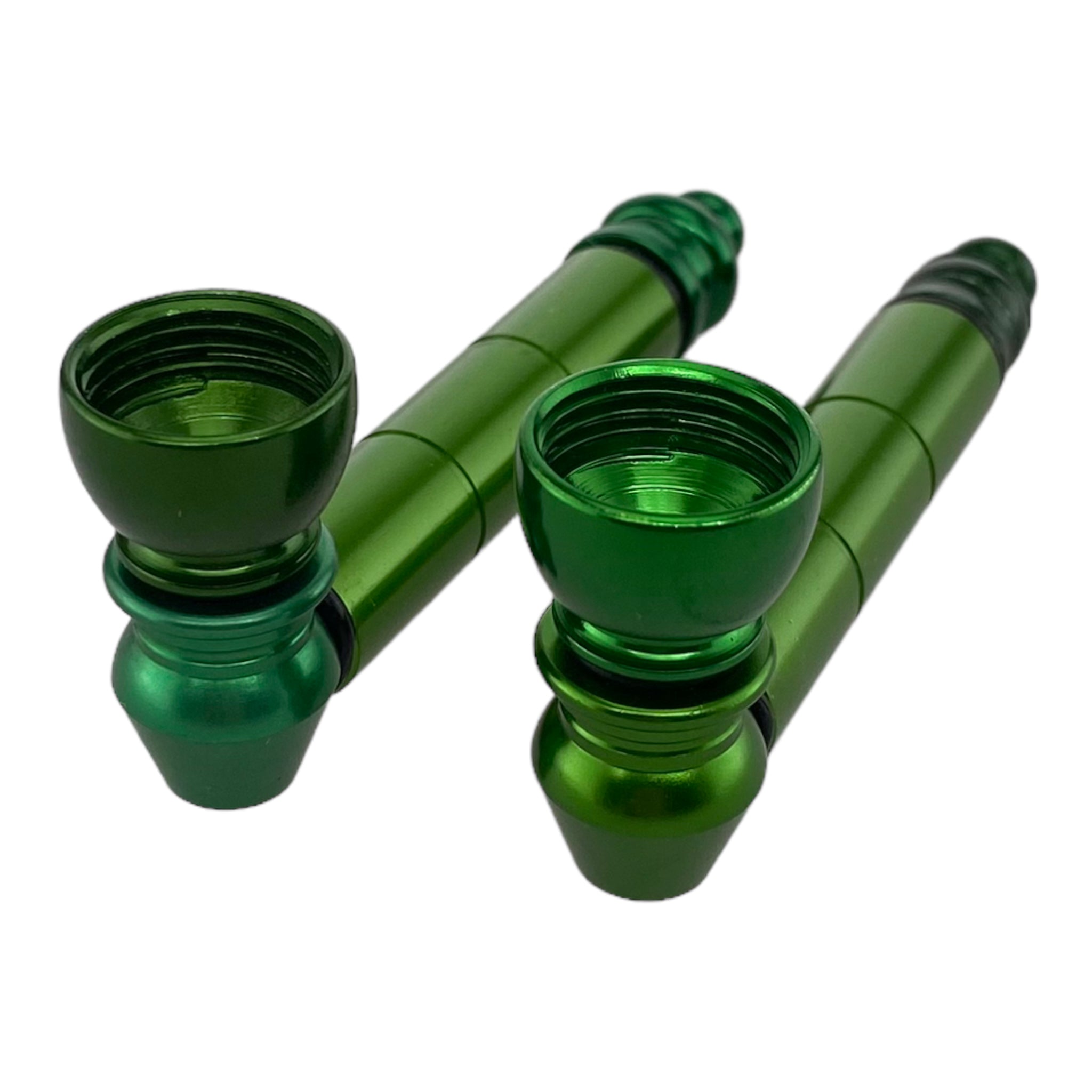 Green Basic Metal smoking Pipe With Small Chamber Bundle 2 Pipes And 10ct Screens