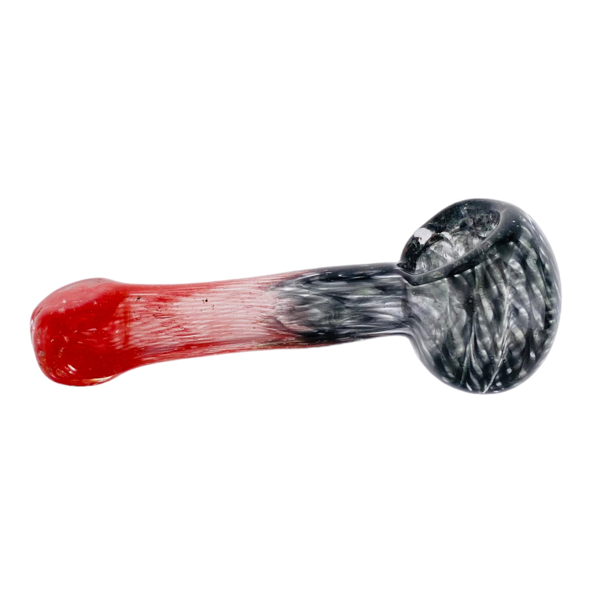 Basic Glass Spoon Pipe With Red And Black Spiral Color Twist