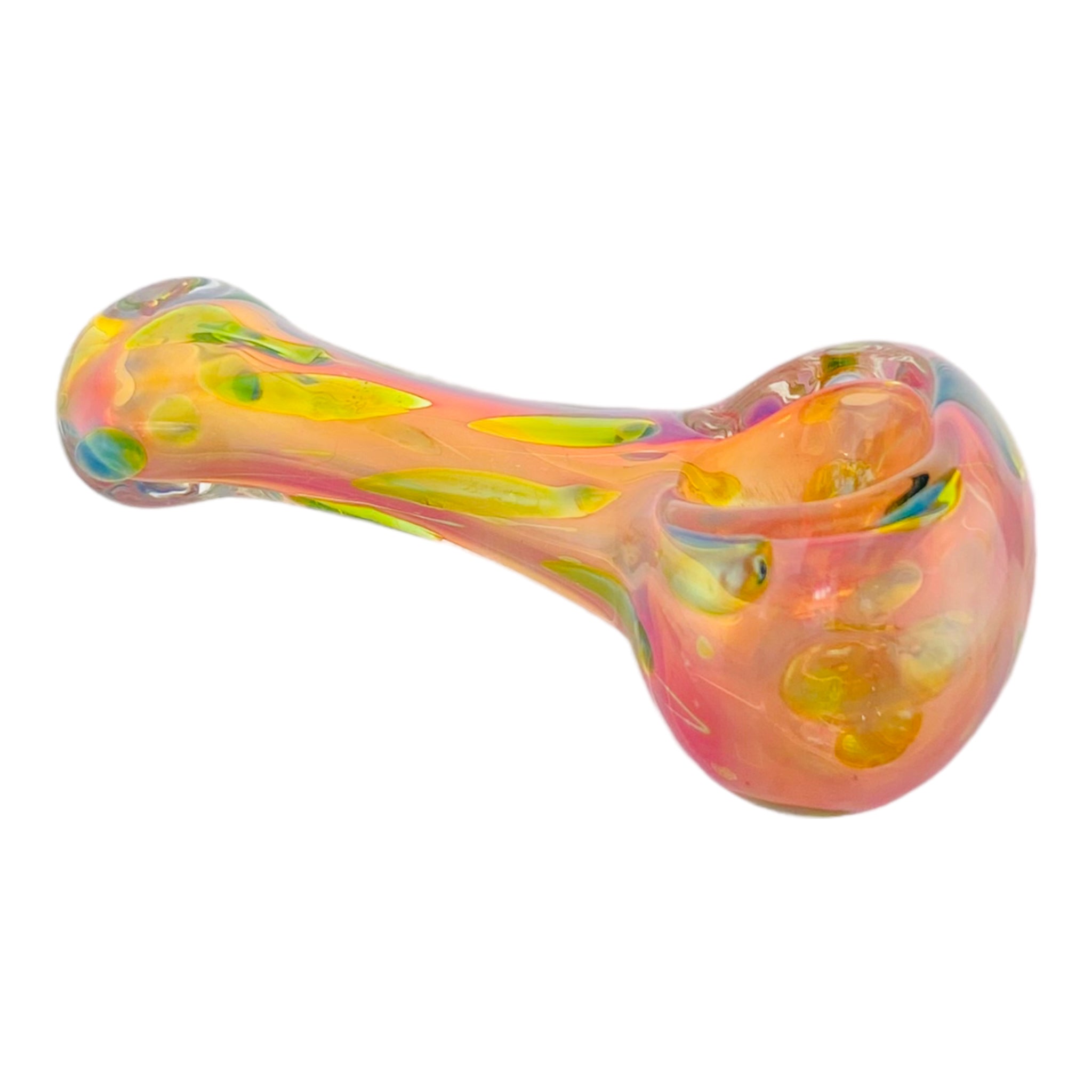 Gold Color Changing Glass Spoon Pipe With Green Dots