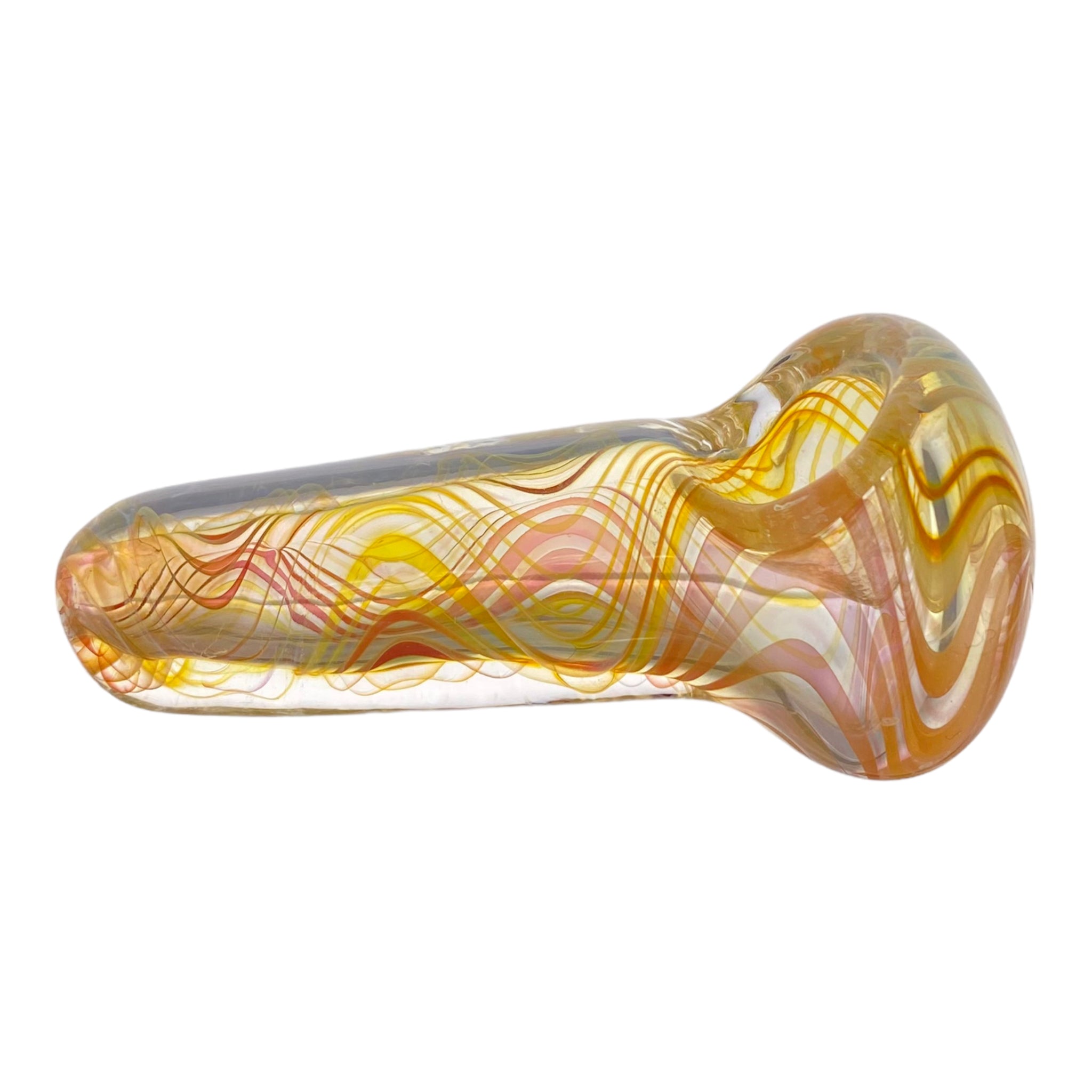 Inside Out Multicolor Changing Glass Spoon Pipe With Fuming Linework
