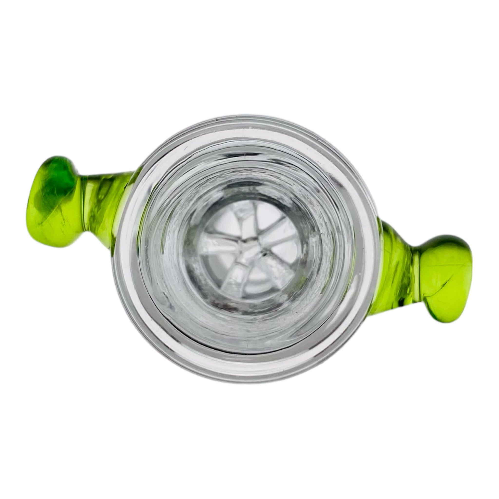 14mm Flower Bowl With Built In Multi Hole Screen Green Handles