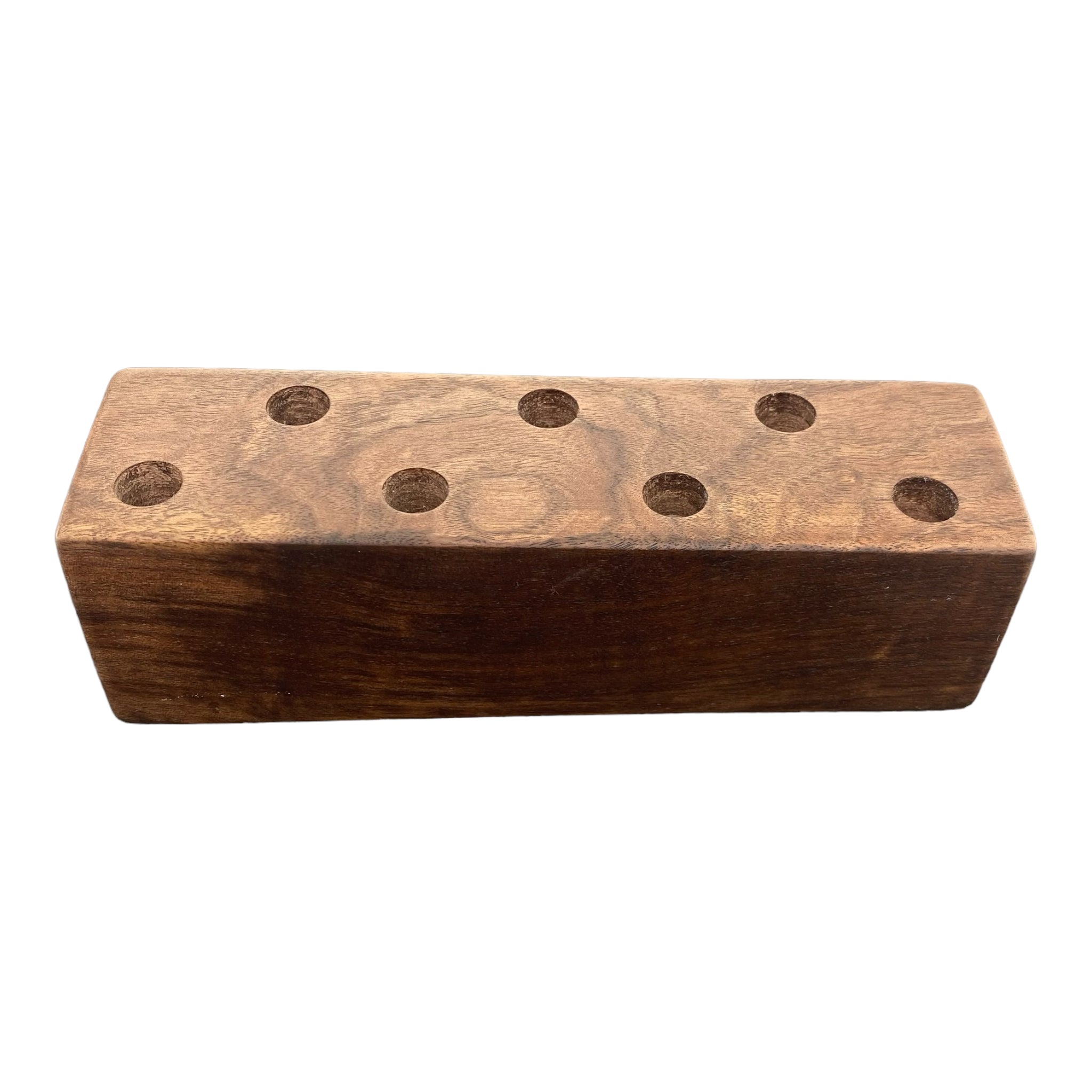 7 Hole Wood Display Stand Holder For 14mm Bong Bowl Pieces Or Quartz Bangers - Black Walnut #2