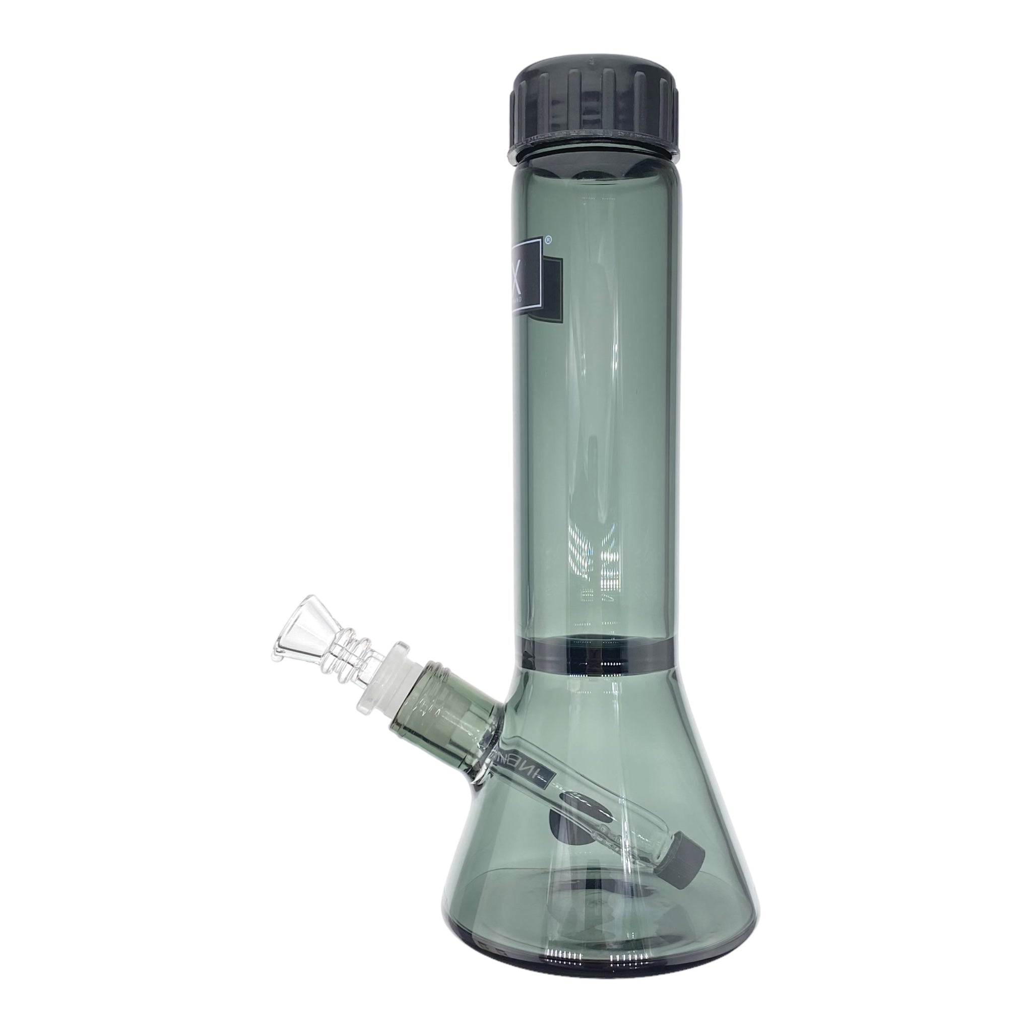 Small Travel Glass Bong Inex Glass Shadow Black Beaker Bong With Screw Caps
