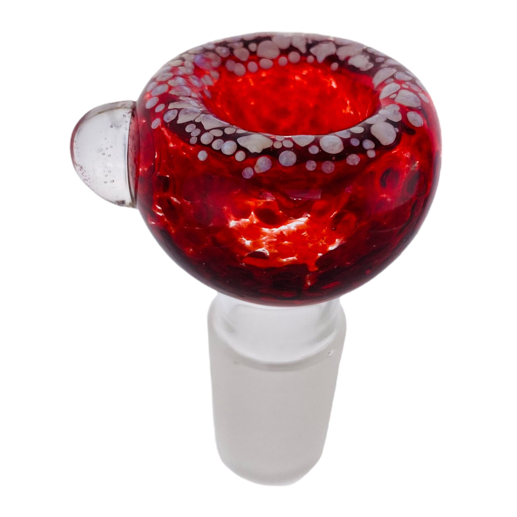 18mm Flower Bowl - Bubble With Frosted Rim Bong Bowl Piece - Red