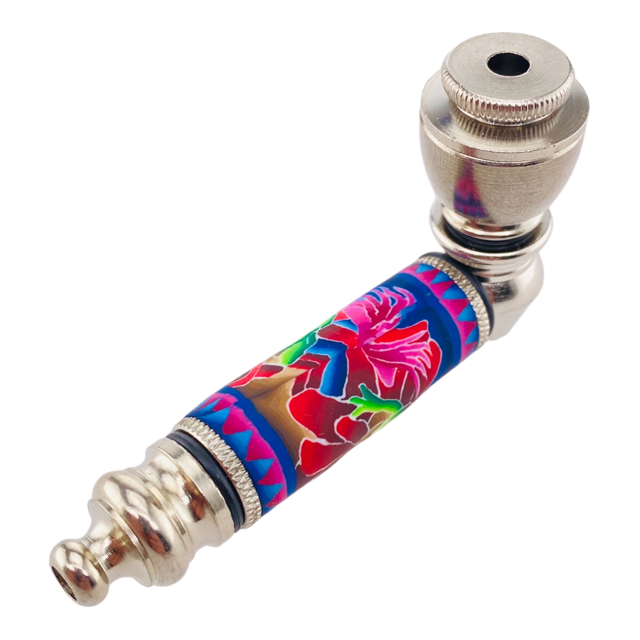 Metal Hand Pipes - Silver Chrome Hand Pipe With Green Tree Frog