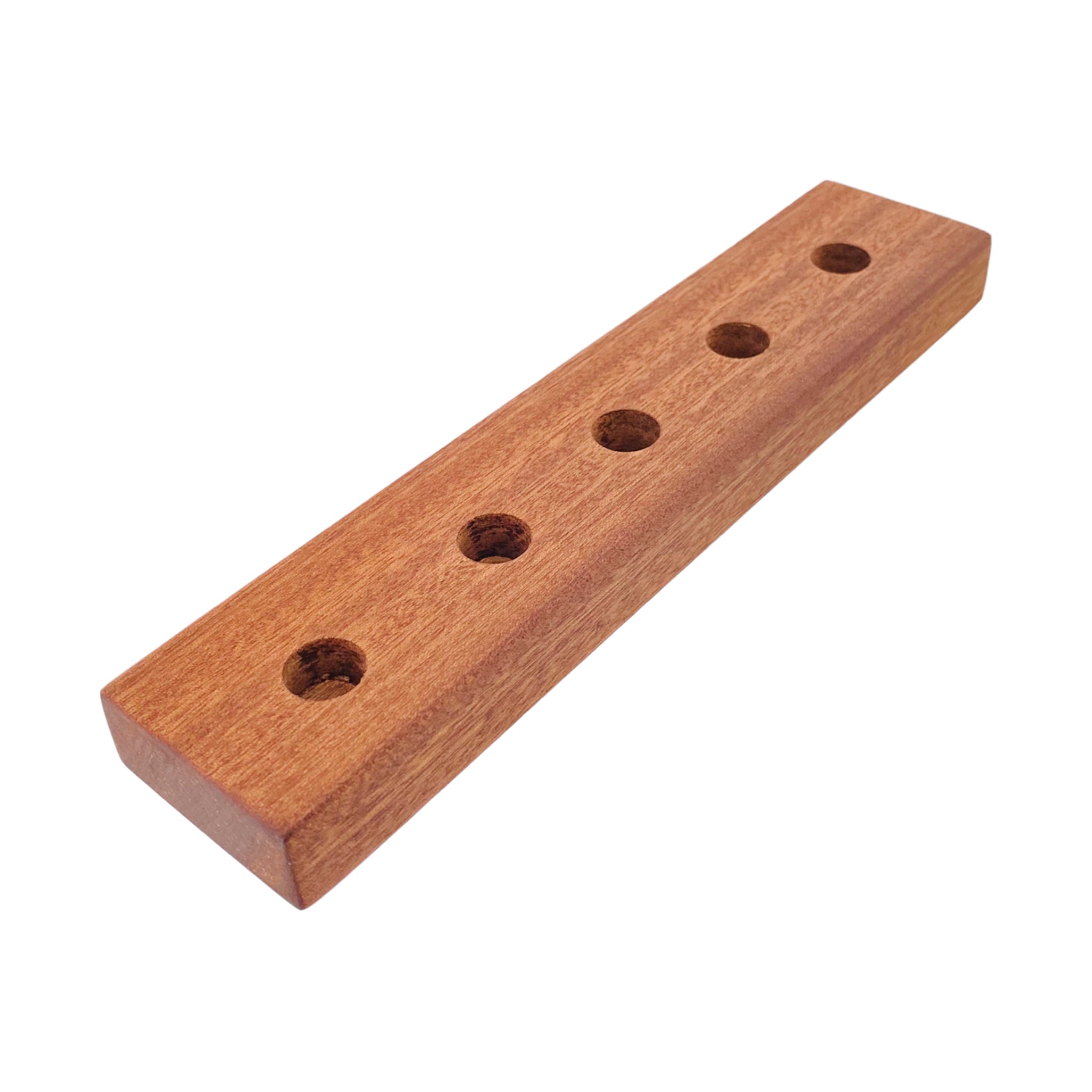 5 Hole Wood Display Stand Holder For 14mm Bong Bowl Pieces Or Quartz Bangers - Mahogany Plank