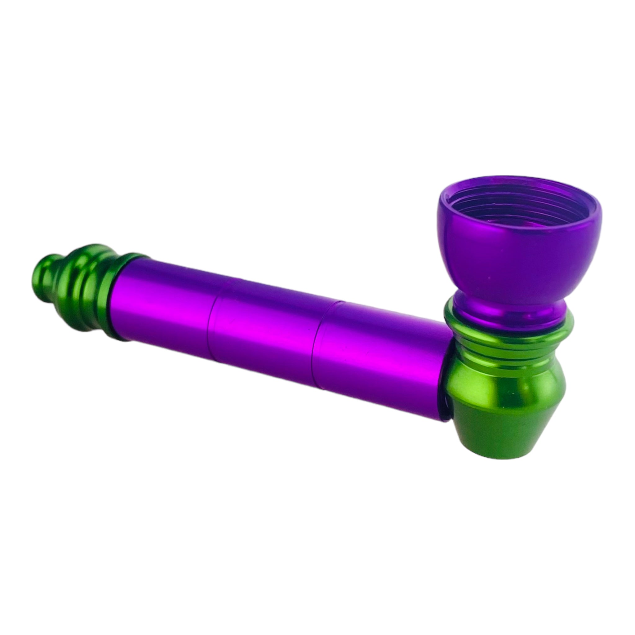 Metal weed and tobbaco pipe purple and green basic metal pipe with small chamber for sale free shipping