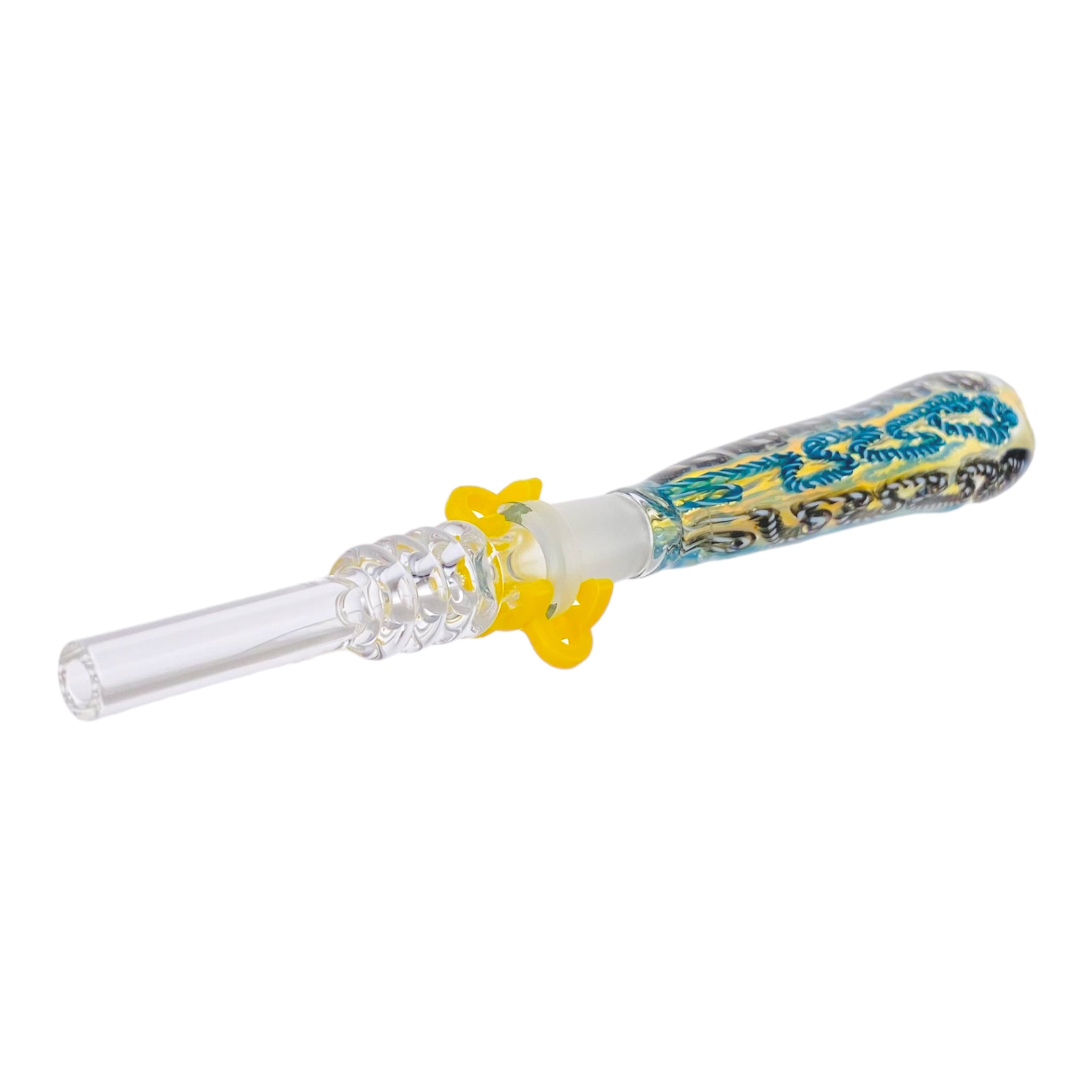 10mm Nectar Collector - Blue And Black Squiggle Inside Out With 10mm Quartz Tip