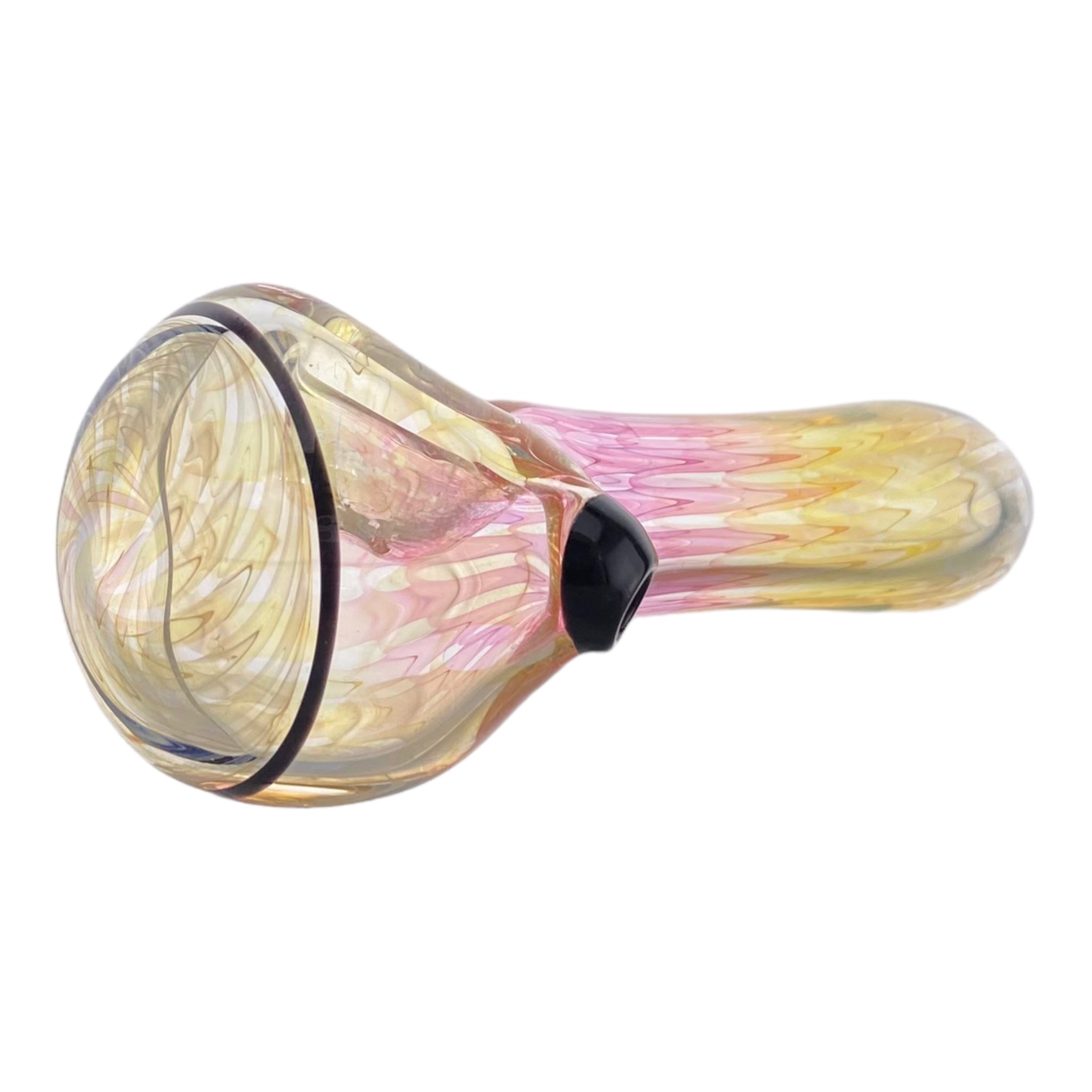 Custom Multicolor Changing Glass Spoon Pipe With Fuming Wrap And Rake