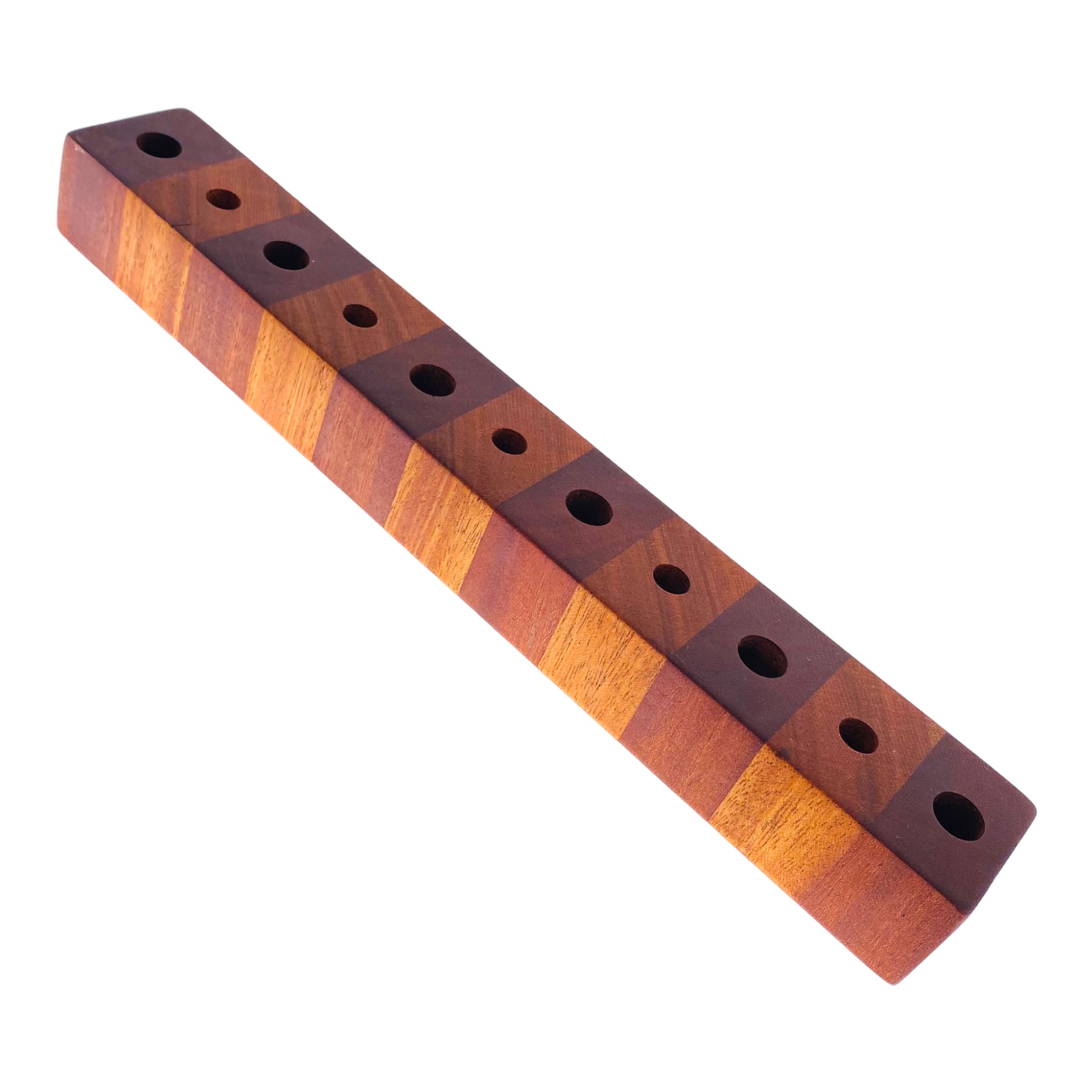 11 Hole Wood Display Stand Holder For 14mm And 10mm Bong Bowl Pieces Or Quartz Bangers - Butcher Block