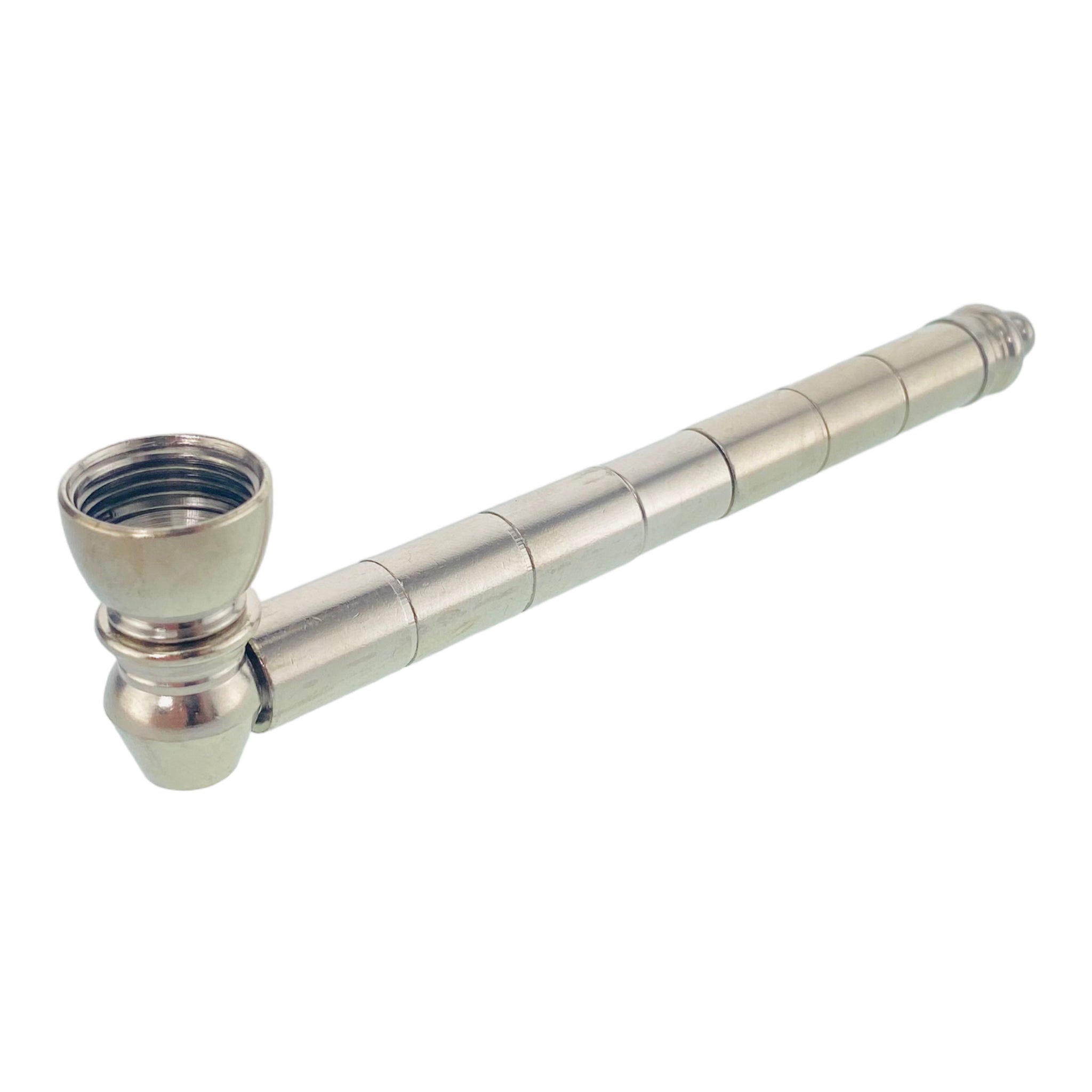 Metal Hand Pipes - Black & Silver Long Stem Aluminum Metal Pipe
