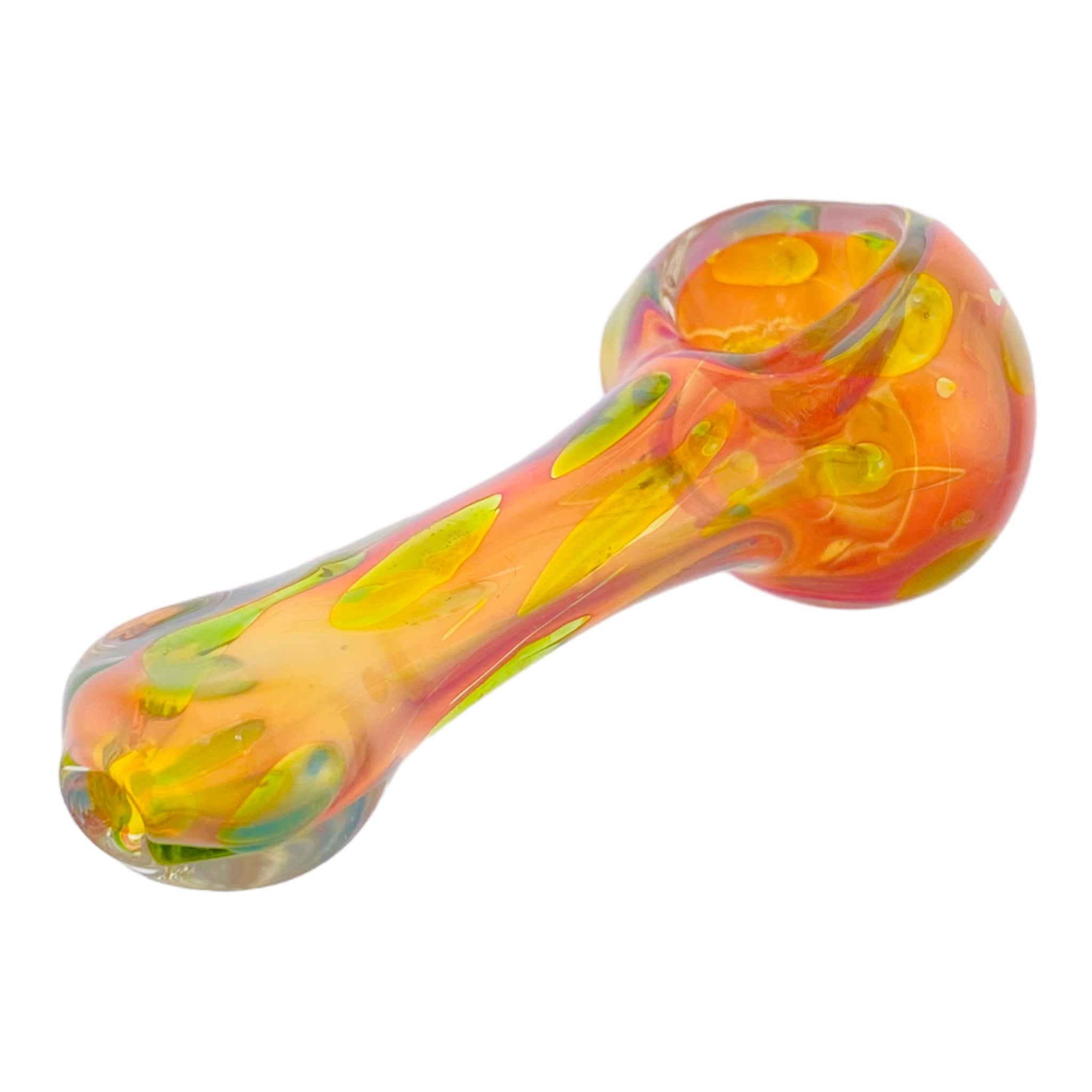 Gold Color Changing Glass Spoon Pipe With Green Dots