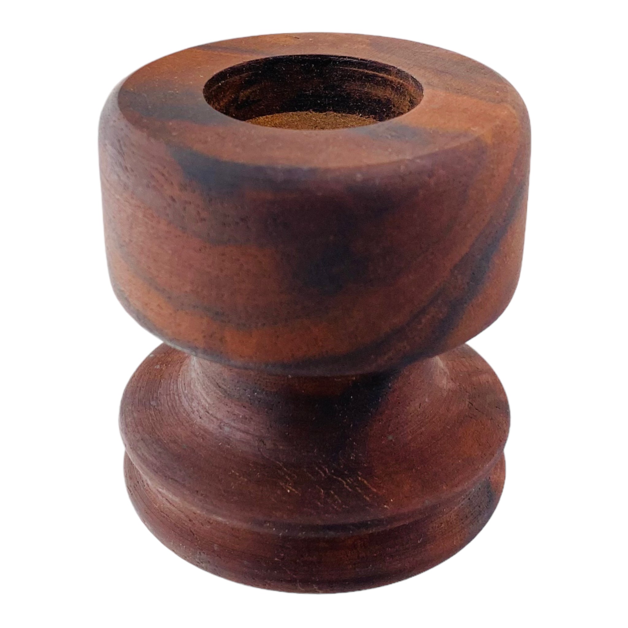 Round Single Hole Wood Display Stand Holder For 14mm Bong Bowl Pieces Or Quartz Bangers - Black Walnut Hat