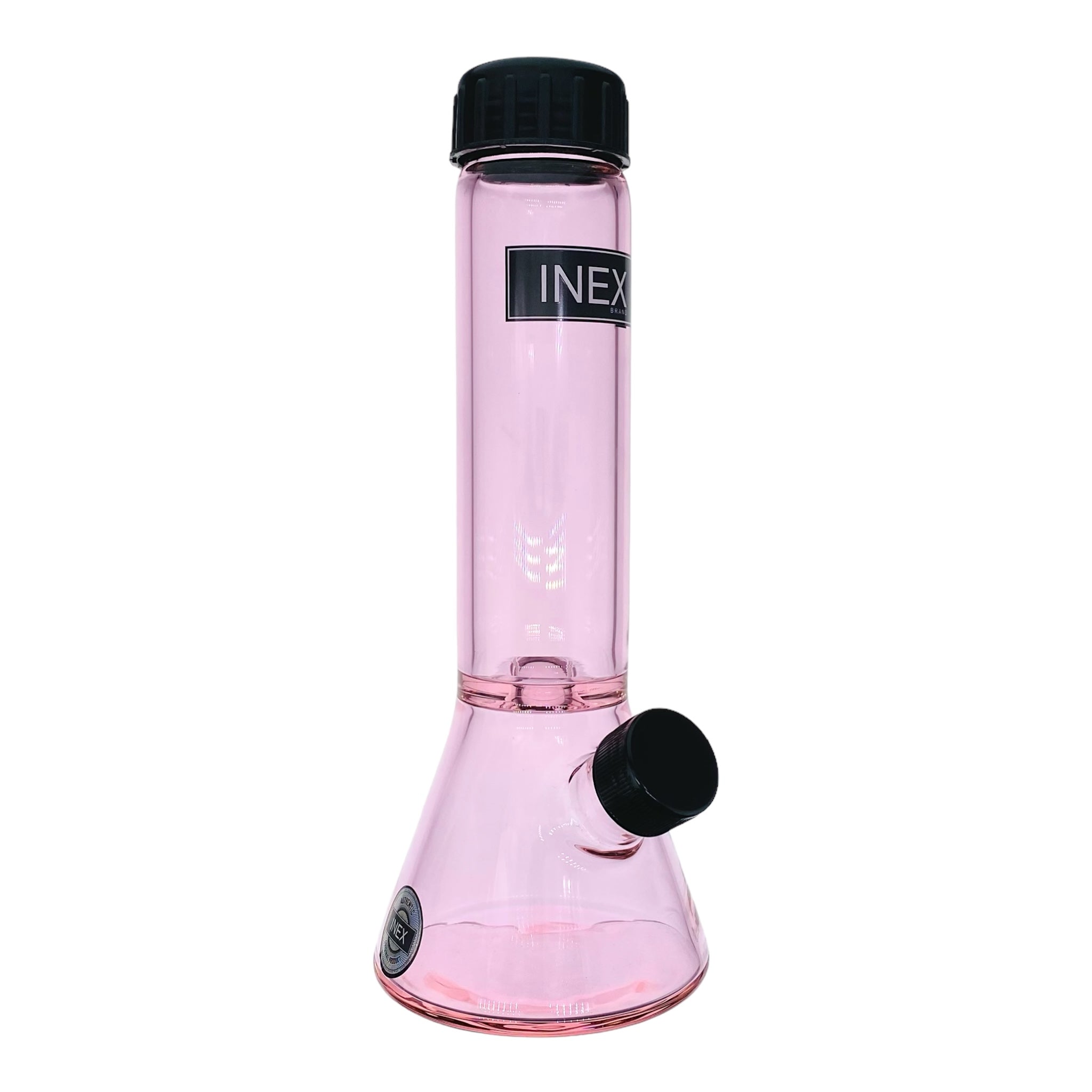 cute Travel bong Inex Glass - Pink Beaker Glass Bong With Screw Caps