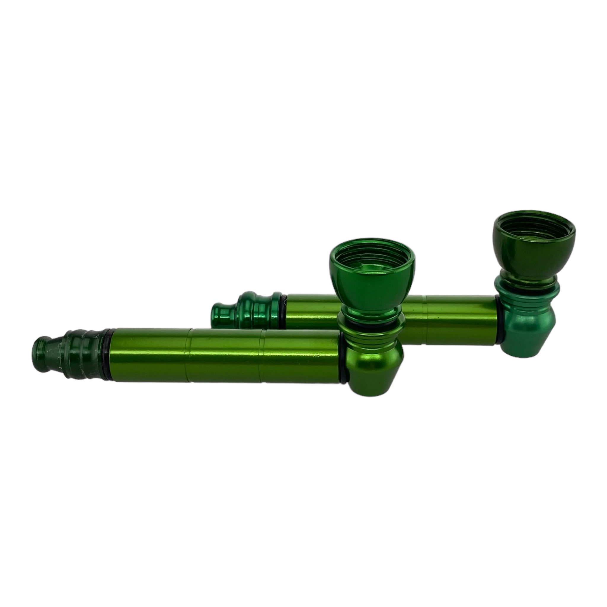 Green Basic Metal smoking Pipe With Small Chamber Bundle 2 Pipes And 10ct Screens