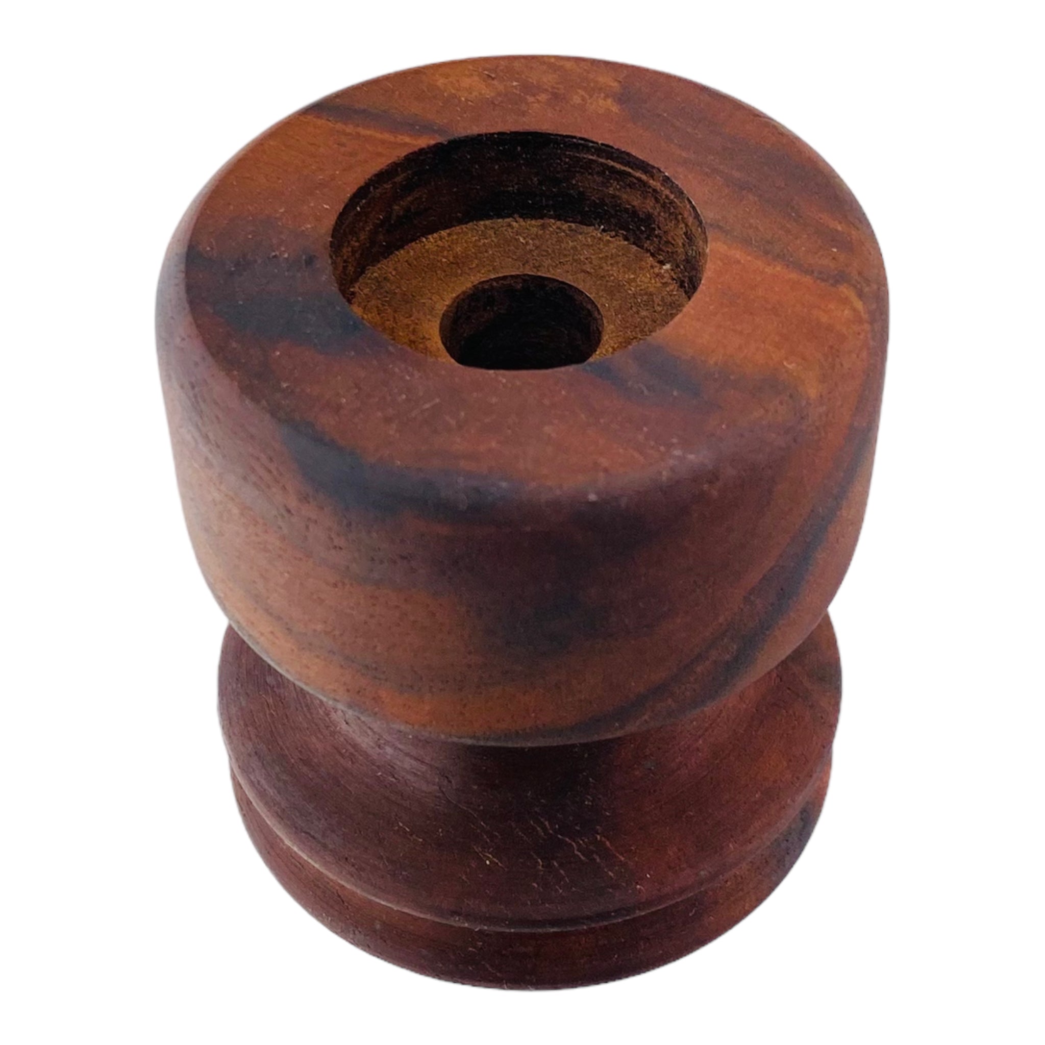 Round Single Hole Wood Display Stand Holder For 14mm Bong Bowl Pieces Or Quartz Bangers - Black Walnut Hat