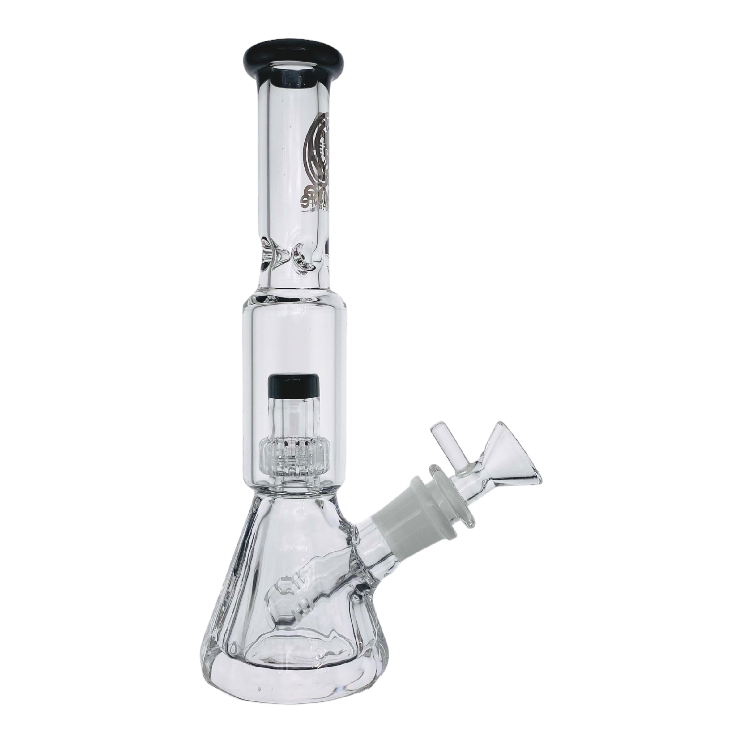 Encore Glass Small Beaker Base Bong With Perc & Extra Thick Base - Black