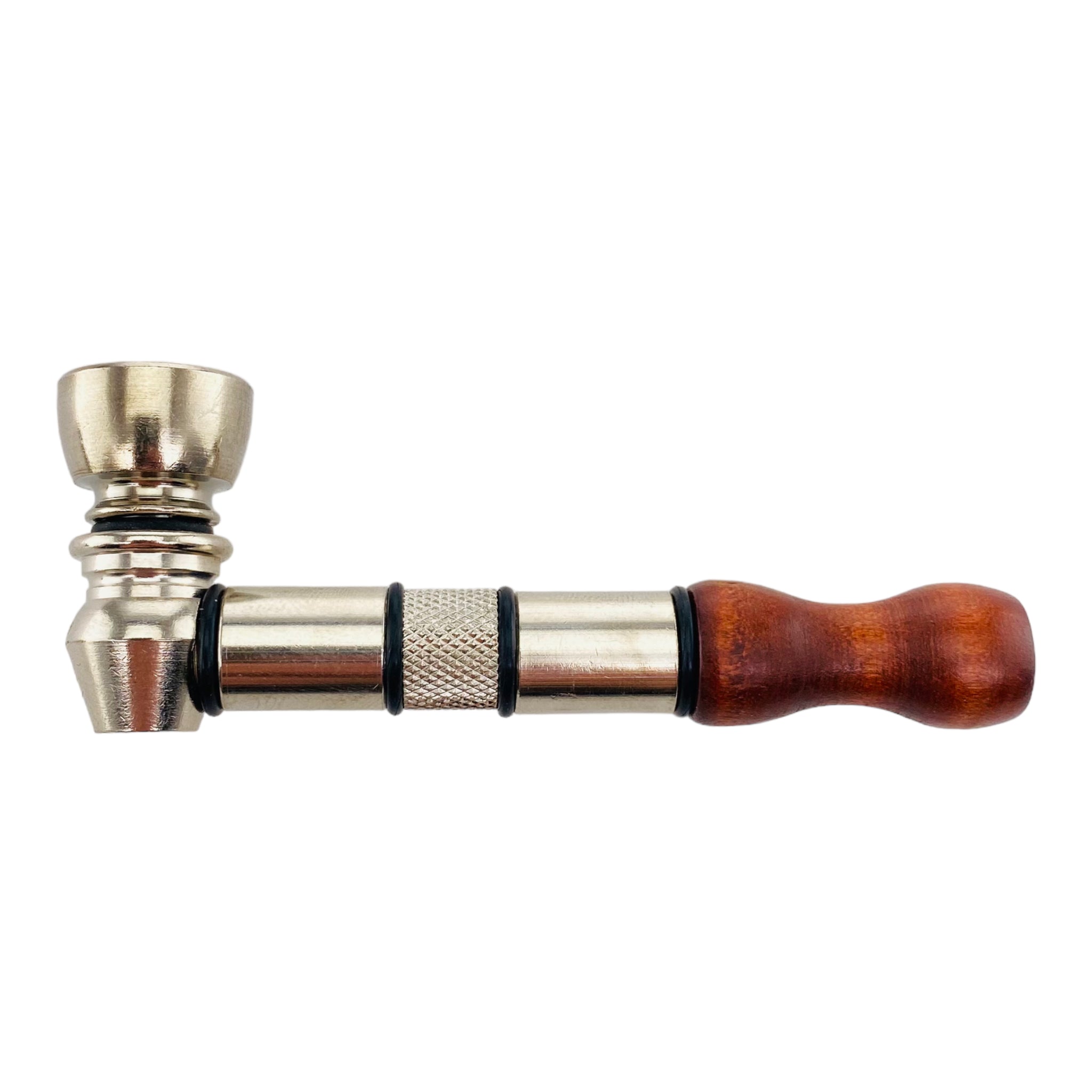 Metal Hand Pipes - Silver Pipe With Wood Mouthpiece