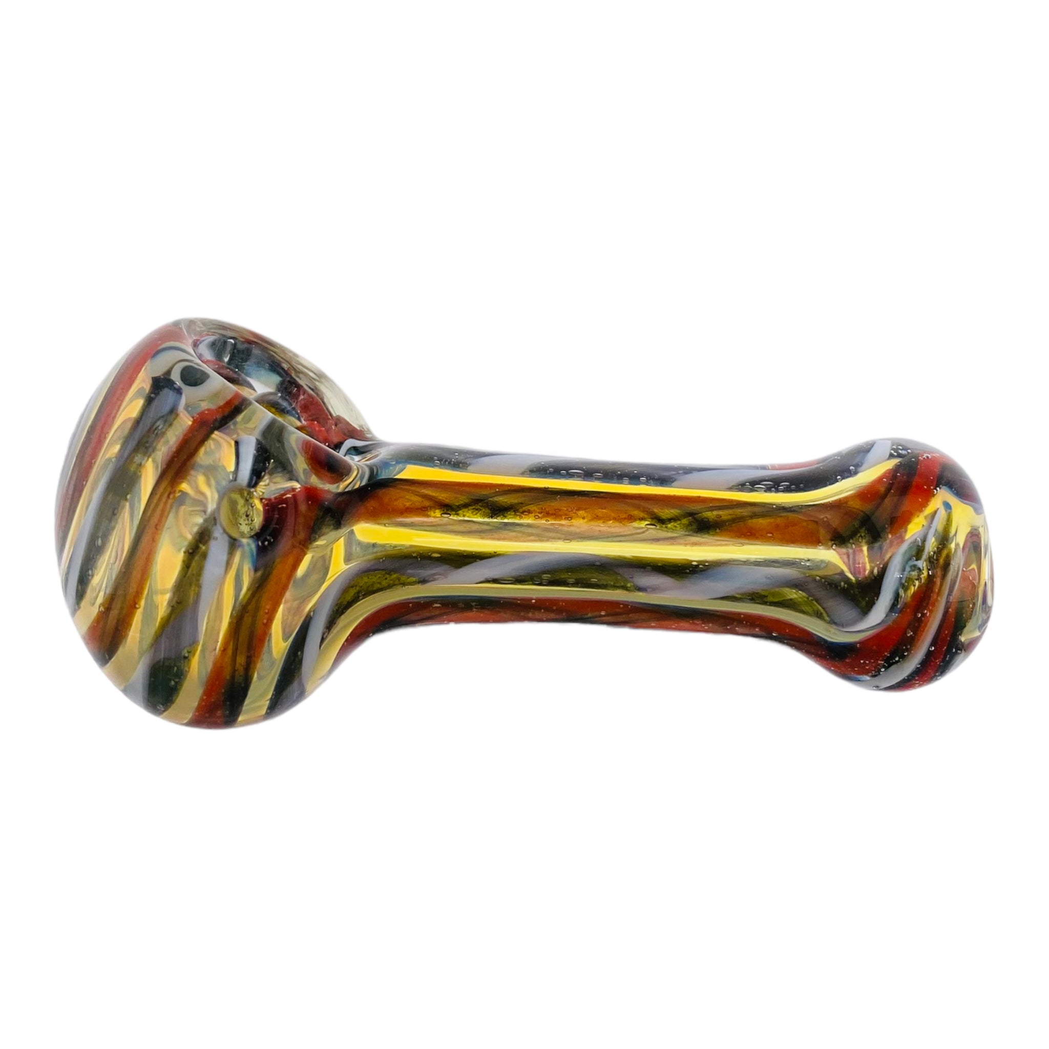 Basic Glass Spoon Pipe With Red White And Black Linework