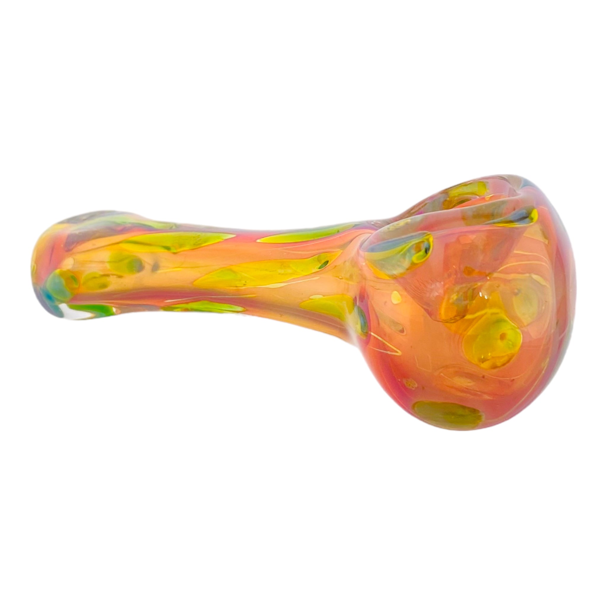 Gold Color Changing Glass Spoon Pipe With Green Dots