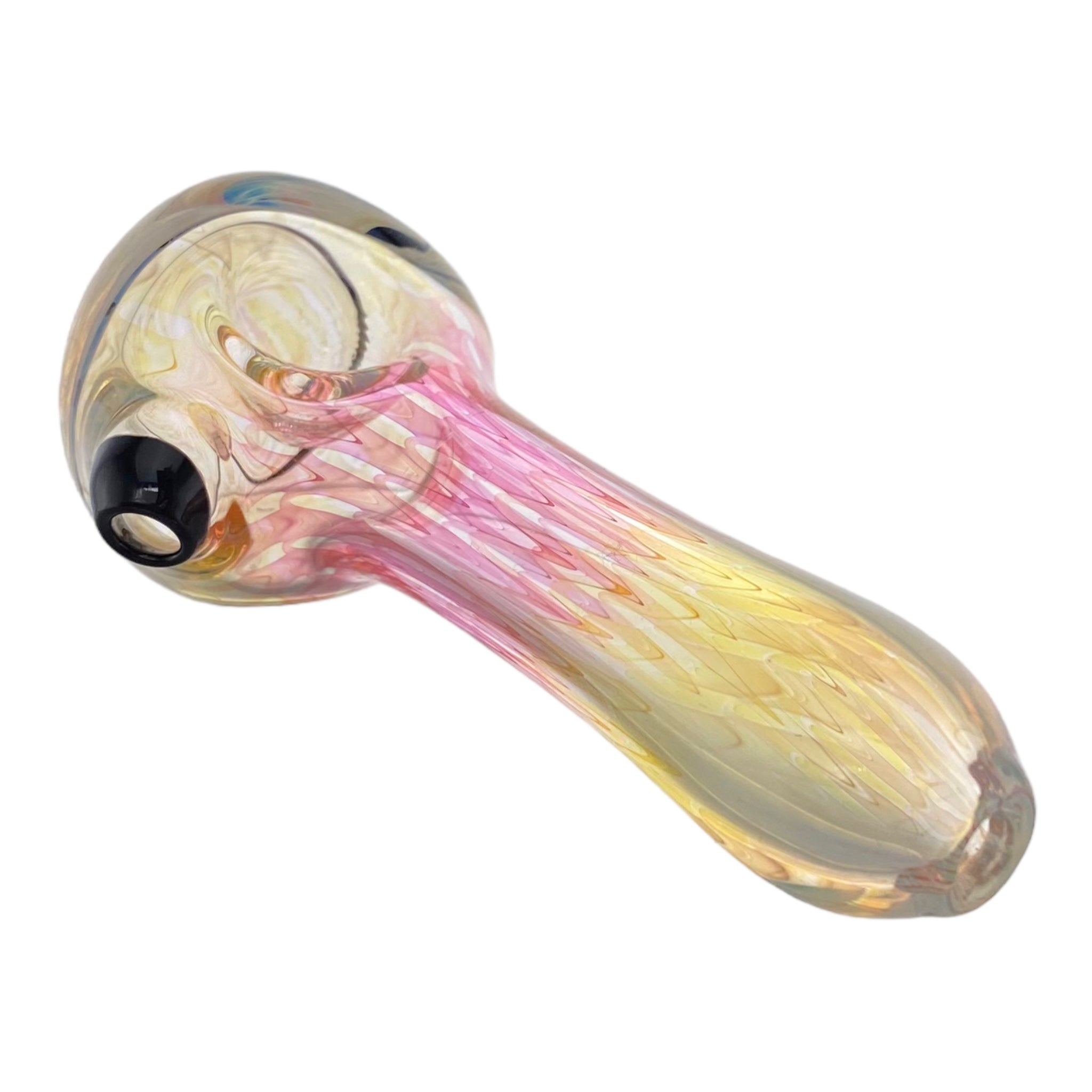 Custom Multicolor Changing Glass Spoon Pipe With Fuming Wrap And Rake