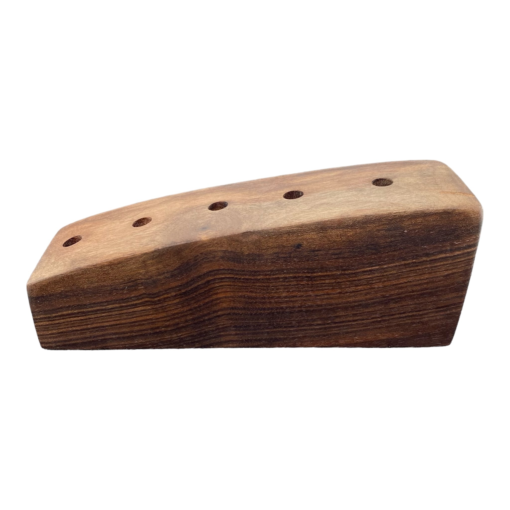 5 Hole Wood Display Stand Holder For 10mm Bong Bowl Pieces Or Quartz Bangers - Black Walnut