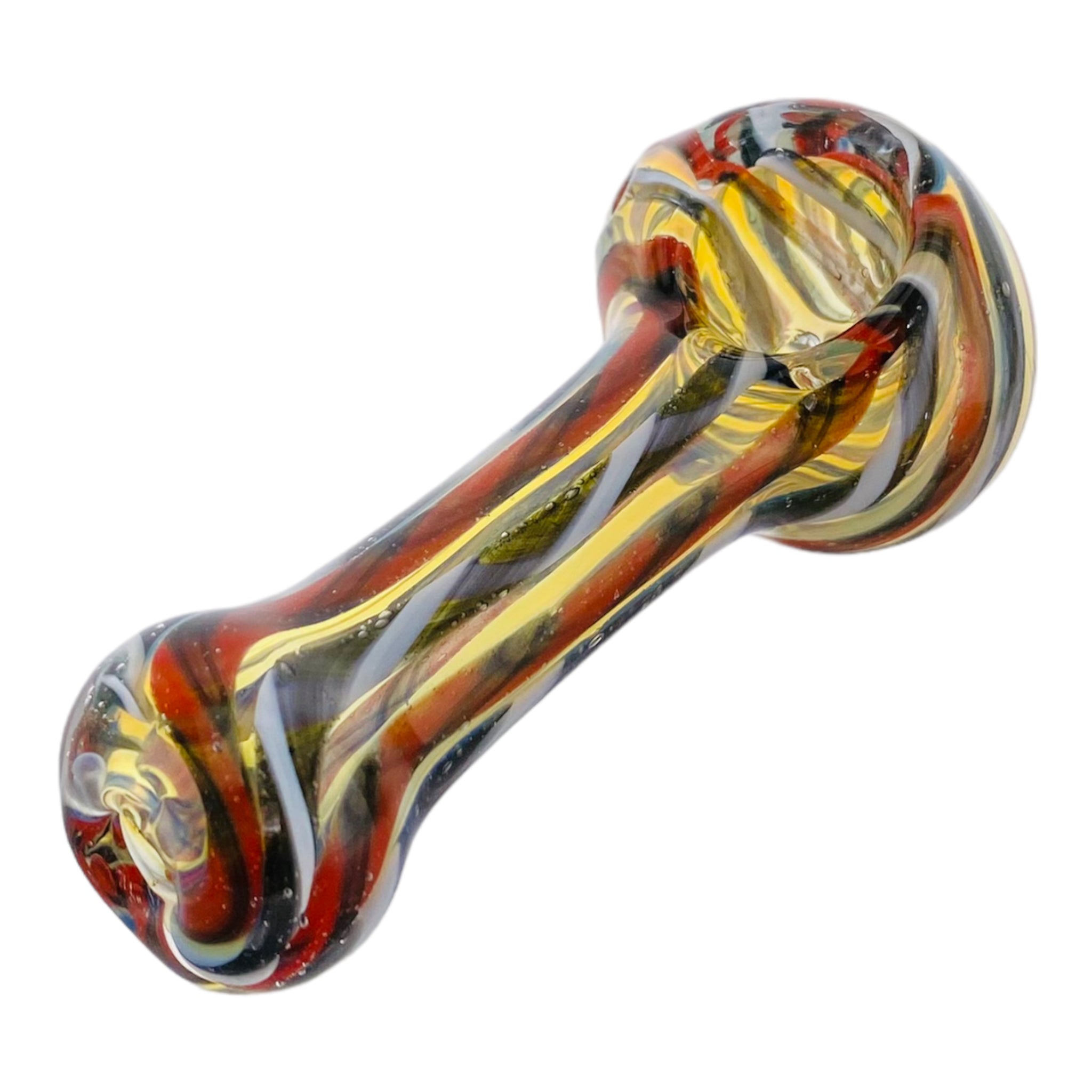 Basic Glass Spoon Pipe With Red White And Black Linework