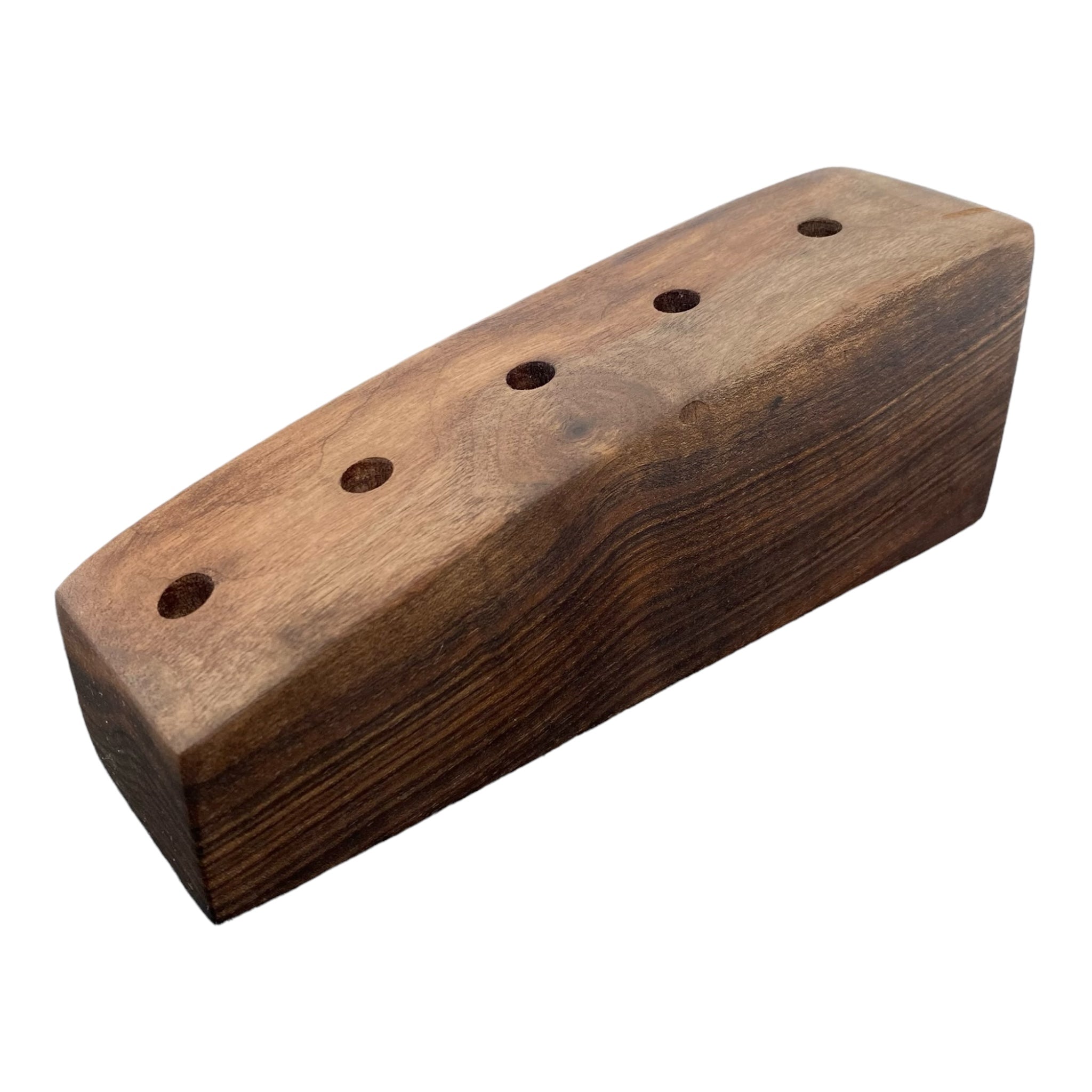 5 Hole Wood Display Stand Holder For 10mm Bong Bowl Pieces Or Quartz Bangers - Black Walnut