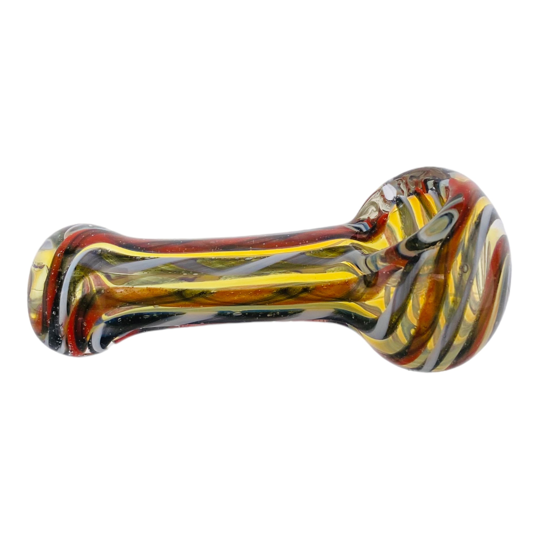 Basic Glass Spoon Pipe With Red White And Black Linework