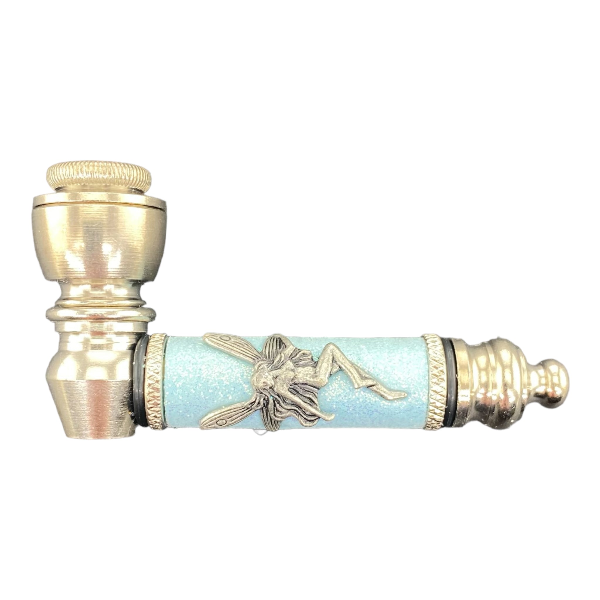 Metal Hand Pipes - Silver Chrome Hand Pipe With Sparkles And Fairy
