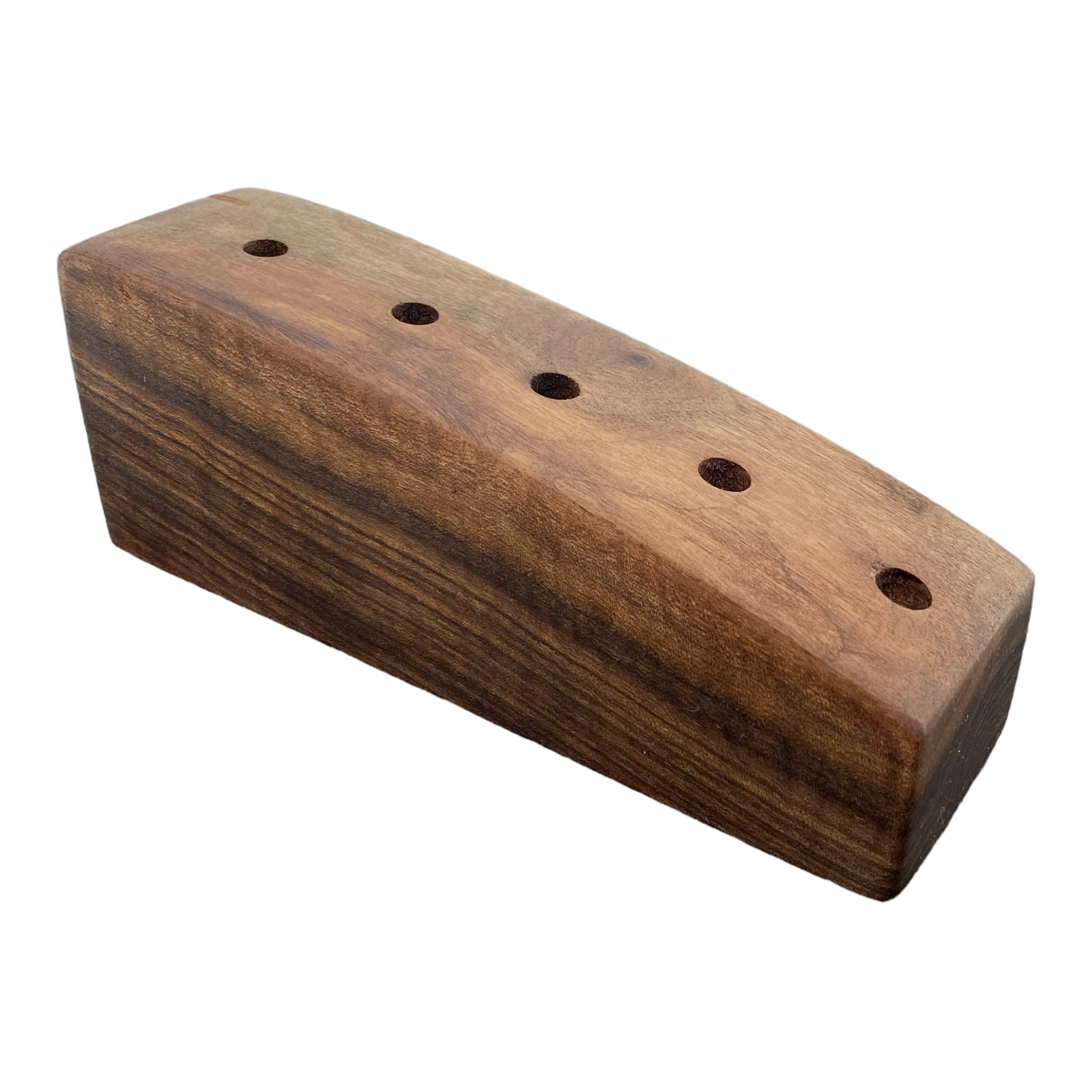 5 Hole Wood Display Stand Holder For 10mm Bong Bowl Pieces Or Quartz Bangers - Black Walnut