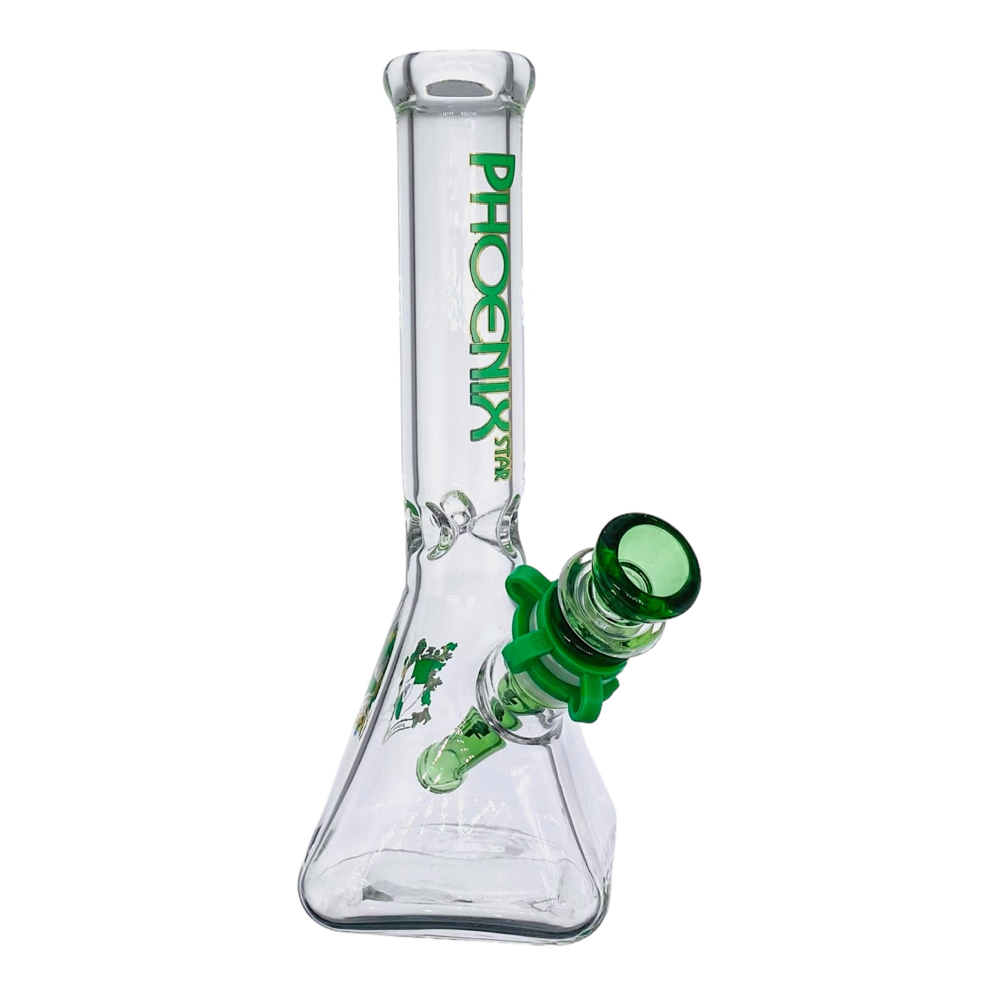 Phoenix Glass 10 Inch Square Base Clear Bong Green for sale