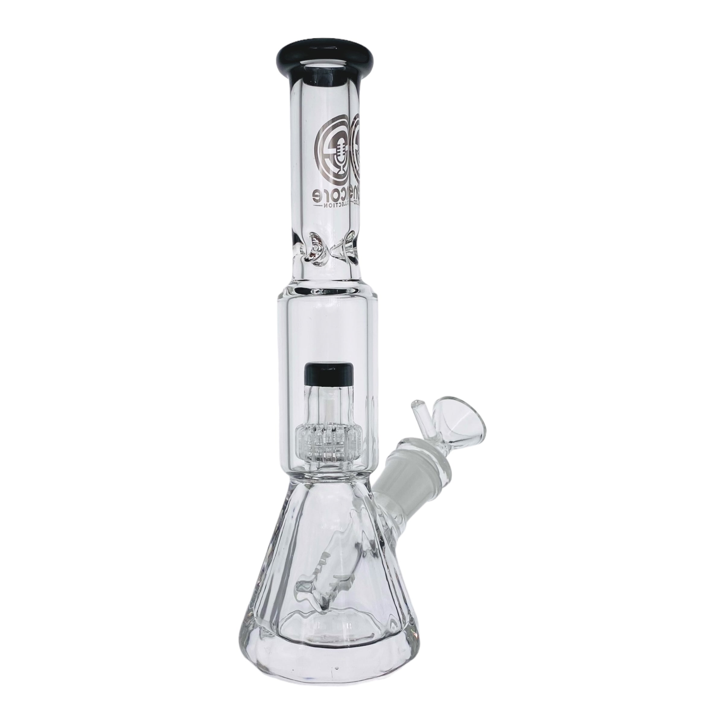 Encore Glass Small Beaker Base Bong With Perc & Extra Thick Base - Black