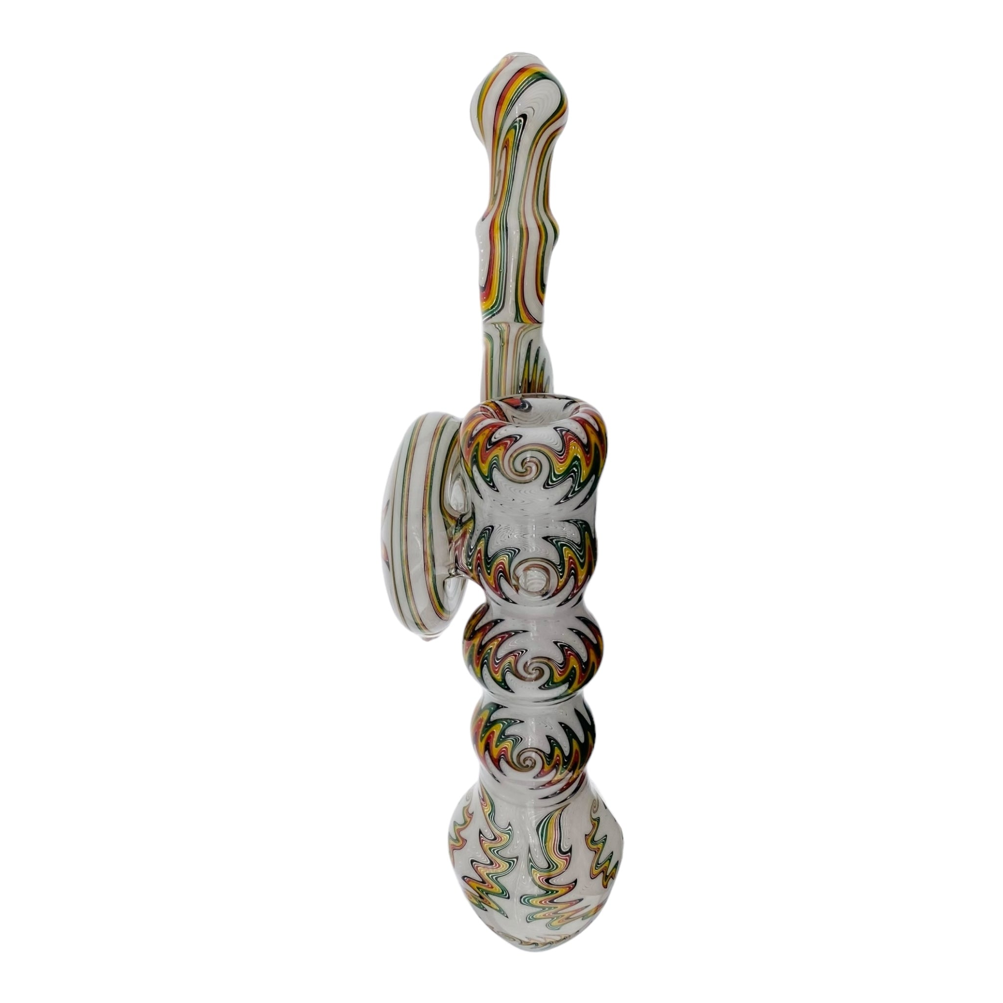 heady glass White With Rasta Linework Wig Wag Heady Bubbler Pipe