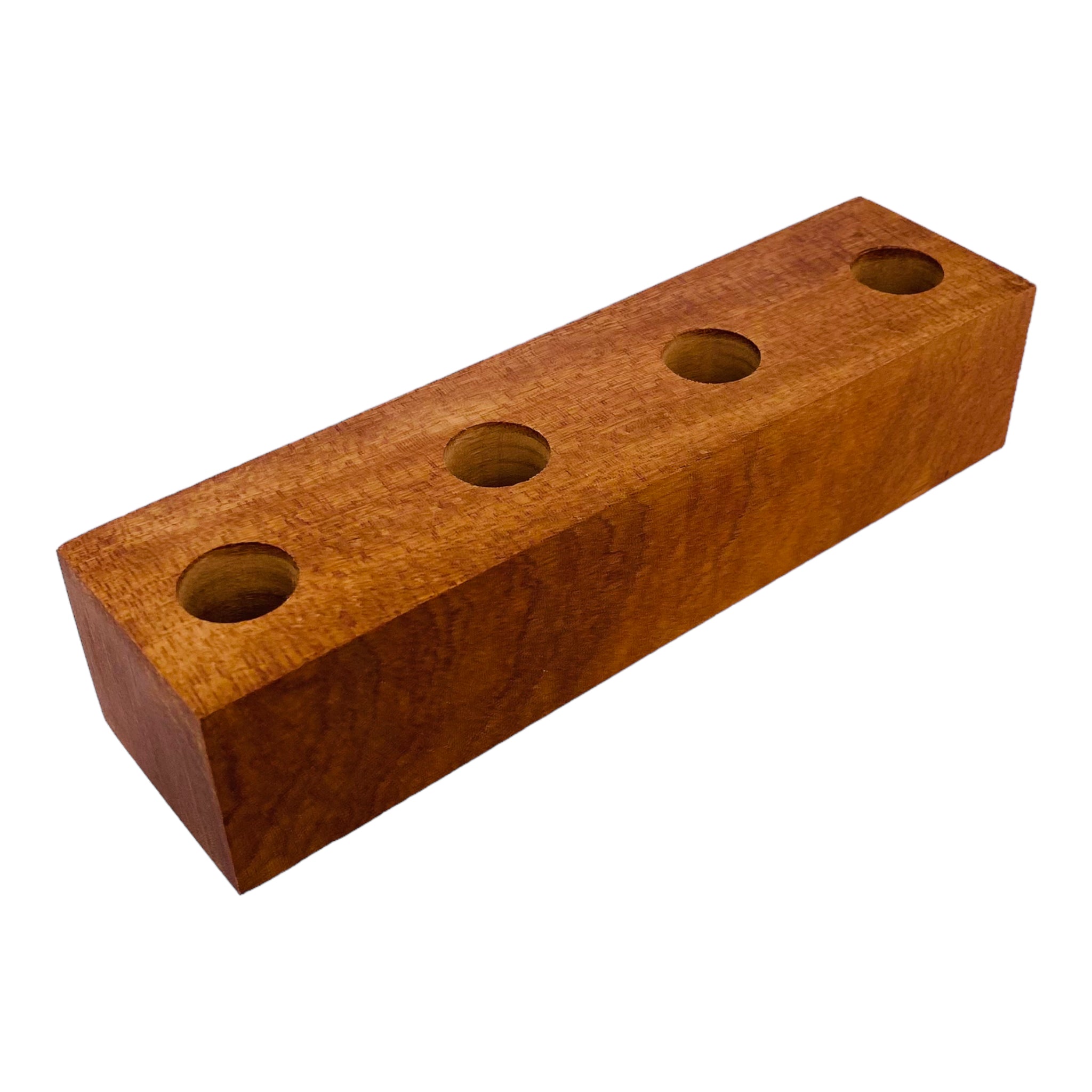 4 Hole Wood Display Stand Holder For 18mm Bong Bowl Pieces Or Quartz Bangers - Mahogany
