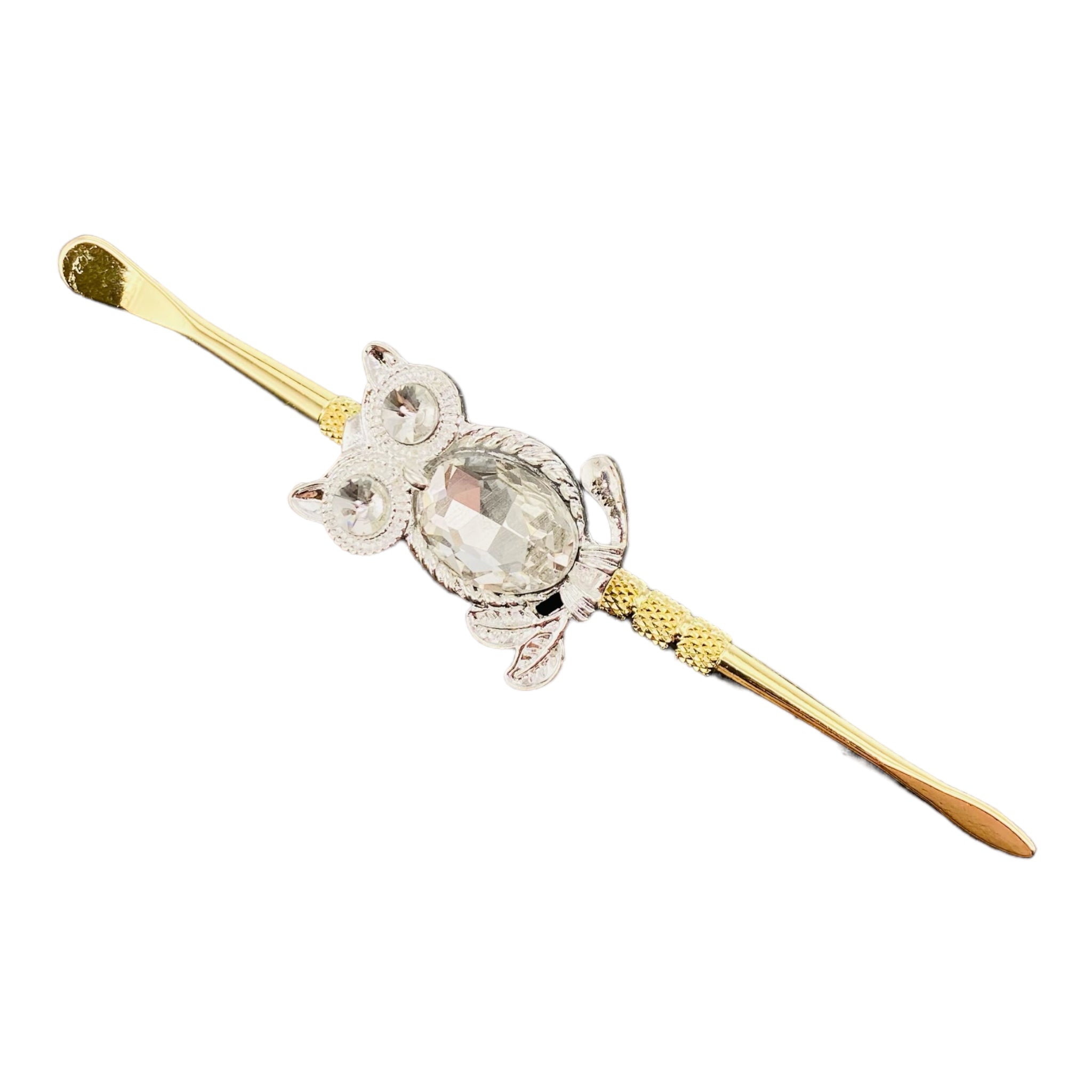 Bedazzled Owl Gold Paddle Scoop And Spear Point Dab Tool