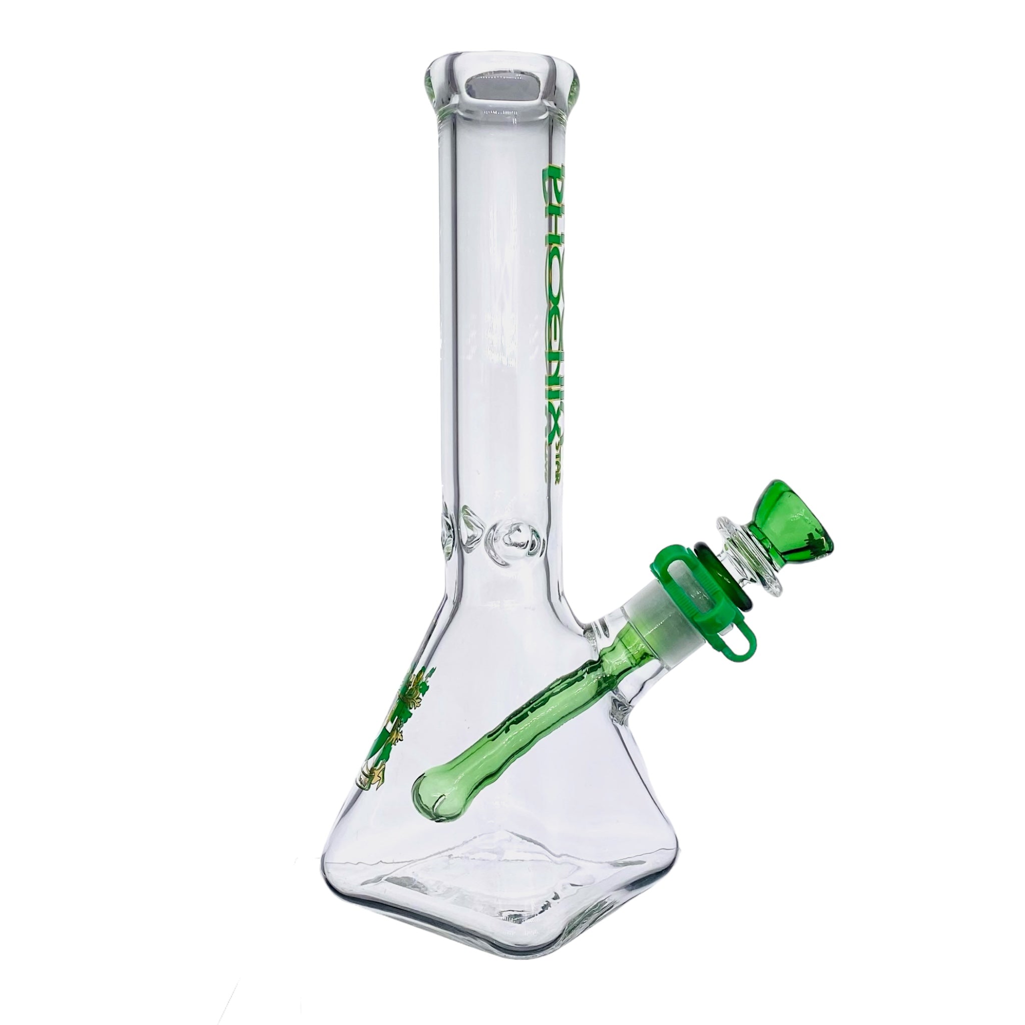 Phoenix Glass 10 Inch Square Base Clear Bong Green for sale