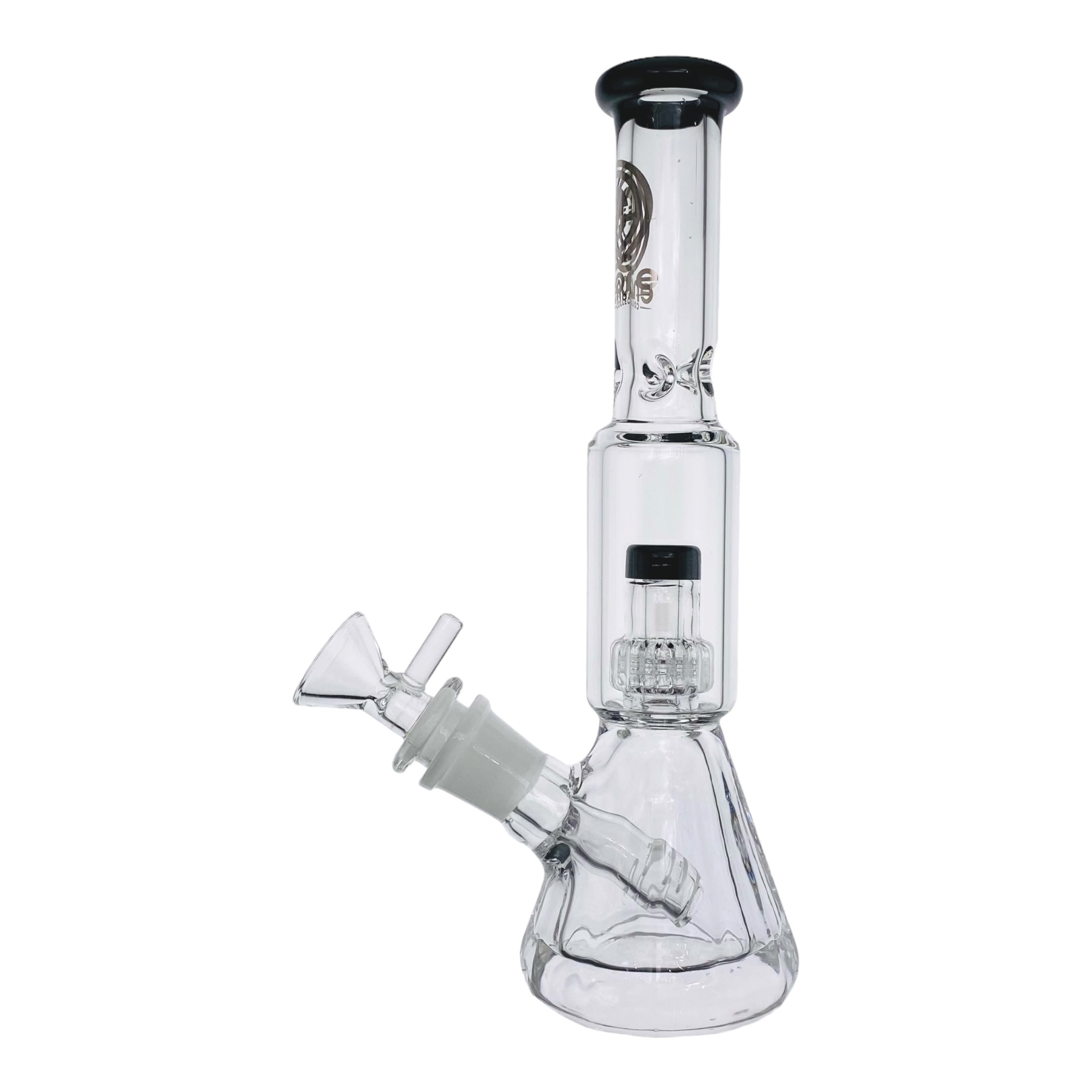 Encore Glass Small Beaker Base Bong With Perc & Extra Thick Base - Black