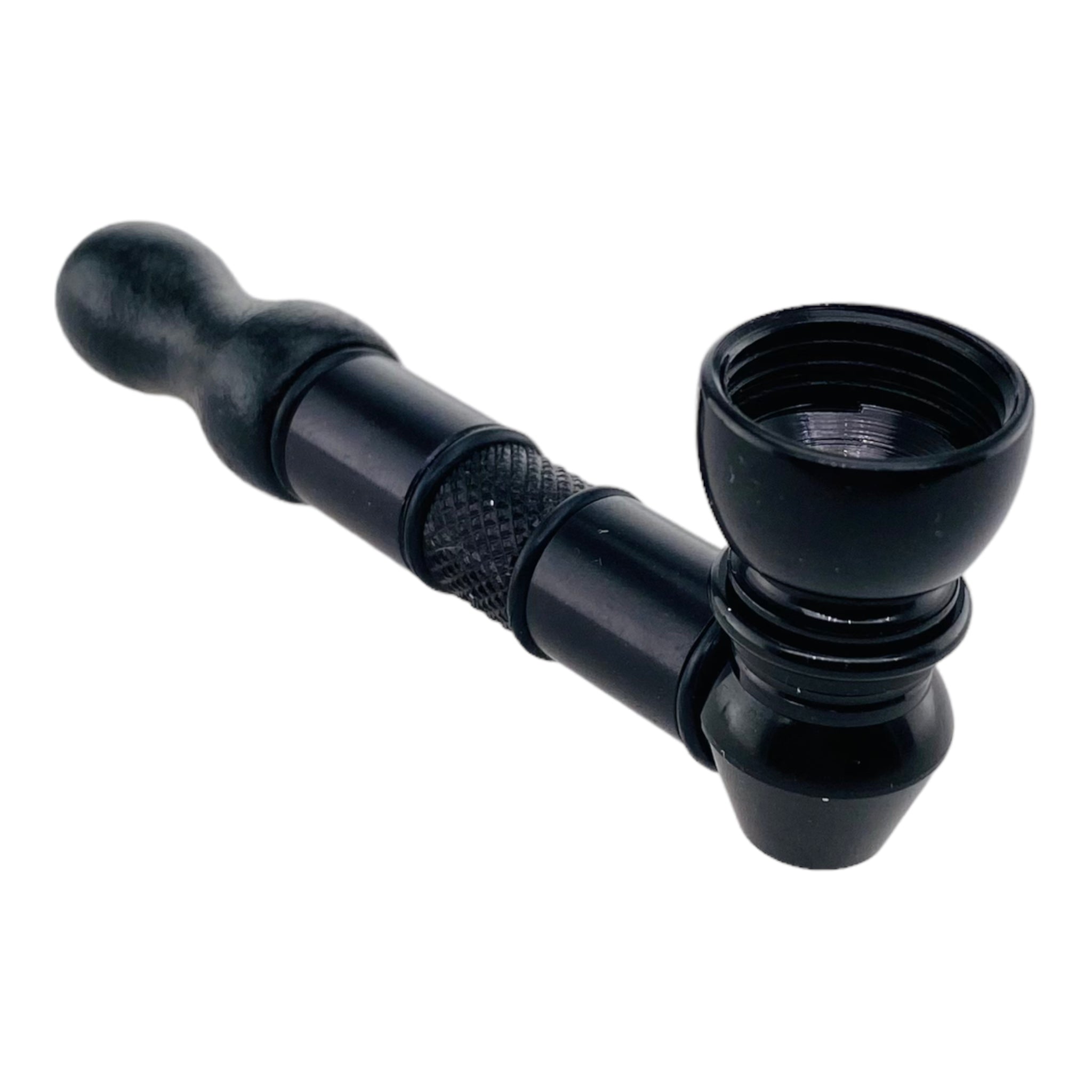 Metal Hand Pipes - Black Pipe With Wood Mouthpiece