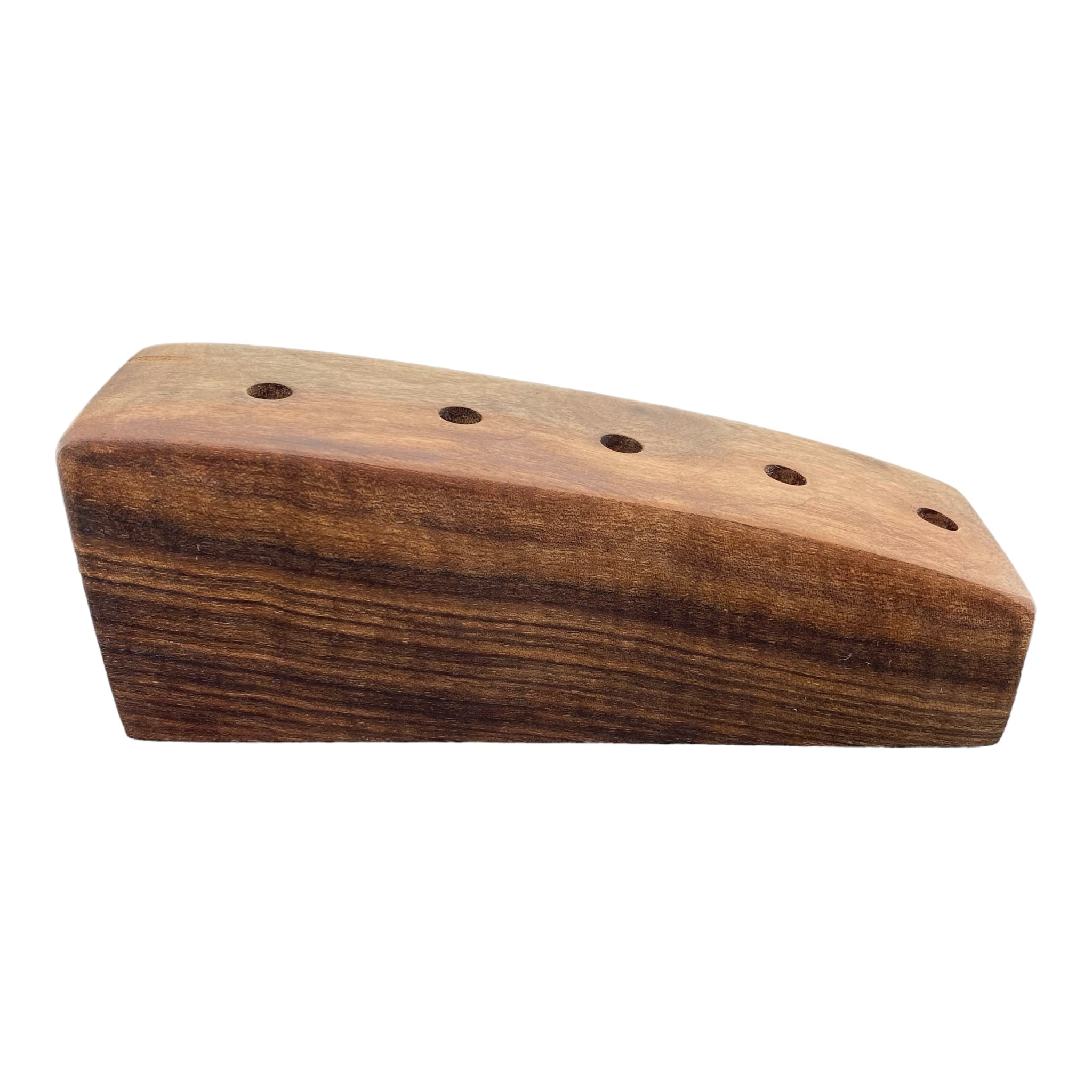5 Hole Wood Display Stand Holder For 10mm Bong Bowl Pieces Or Quartz Bangers - Black Walnut
