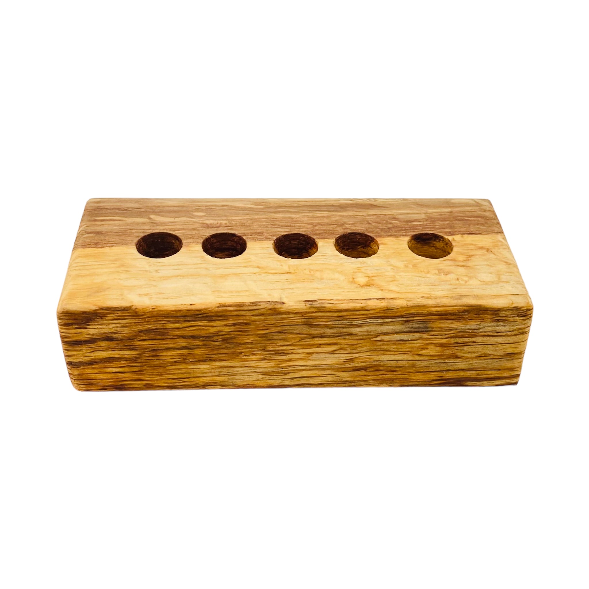 5 Hole Wood Display Stand Holder For 14mm Bong Bowl Pieces Or Quartz Bangers - Cork Oak