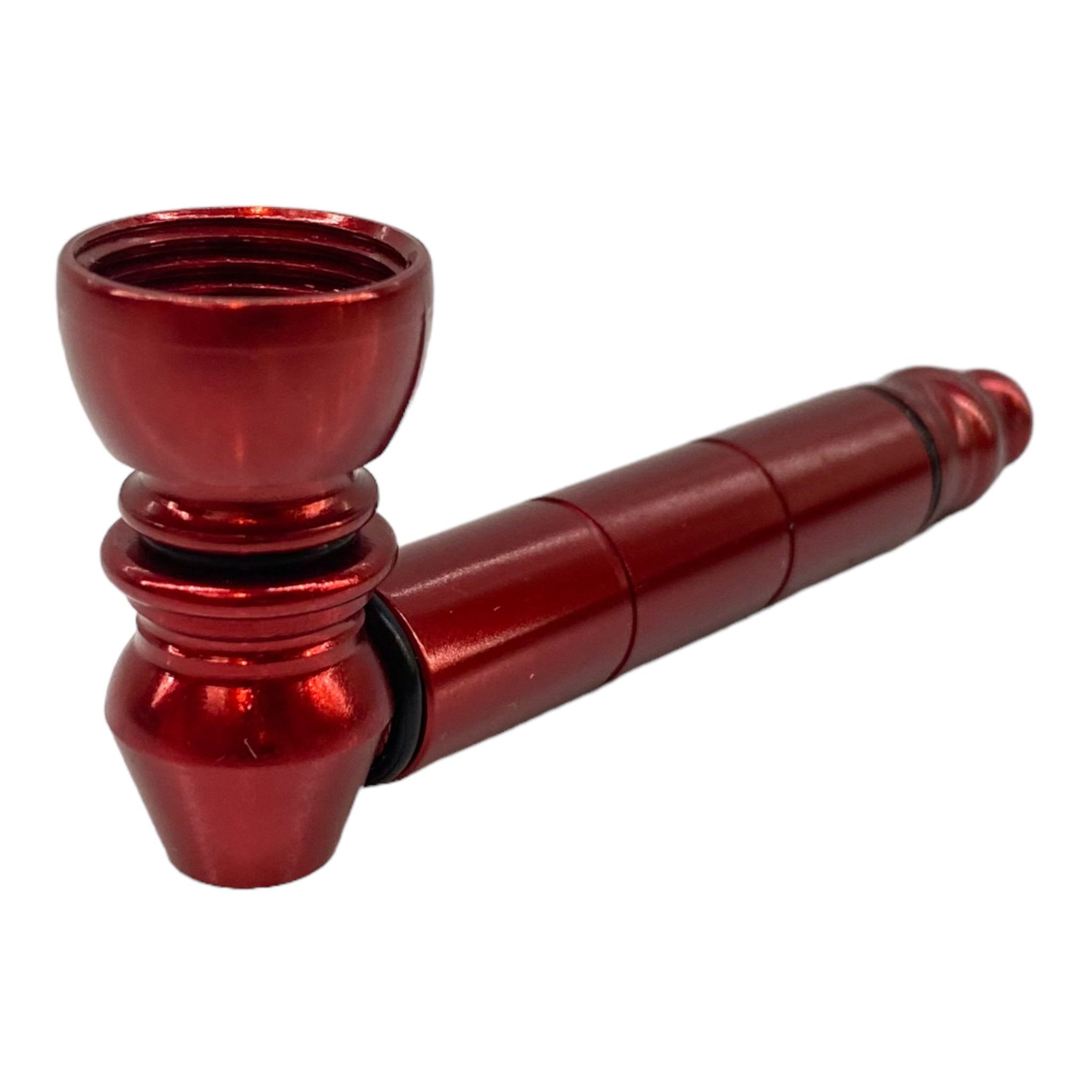 Metal weed and tobbaco pipe red basic metal pipe with small chamber for sale free shipping